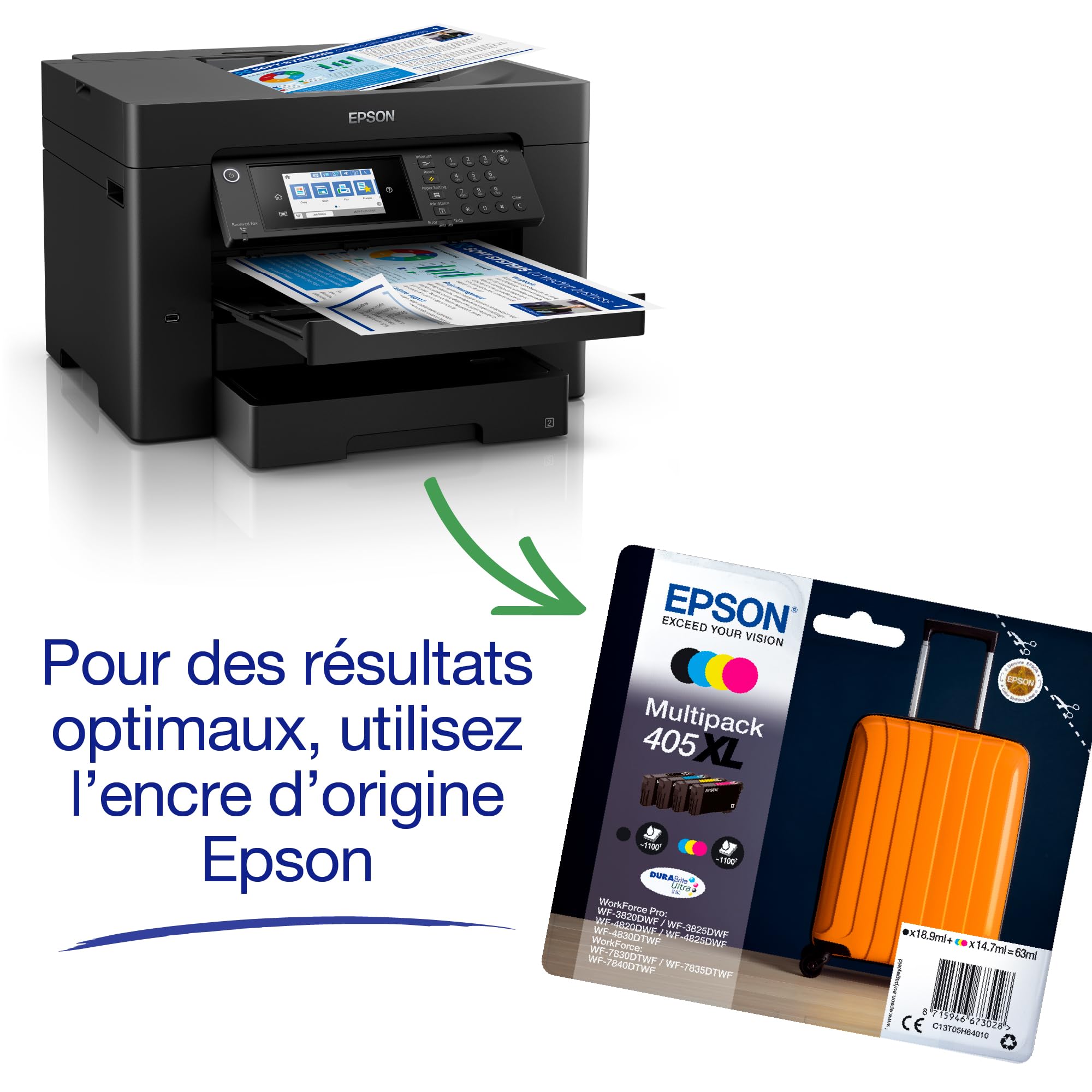 EPSON WorkForce WF-7840DTWF MFP colour ink-jet A3 297x420mm A3 25ppm print 550 sheets USB 2.0 LAN Wi-Fi USB host
