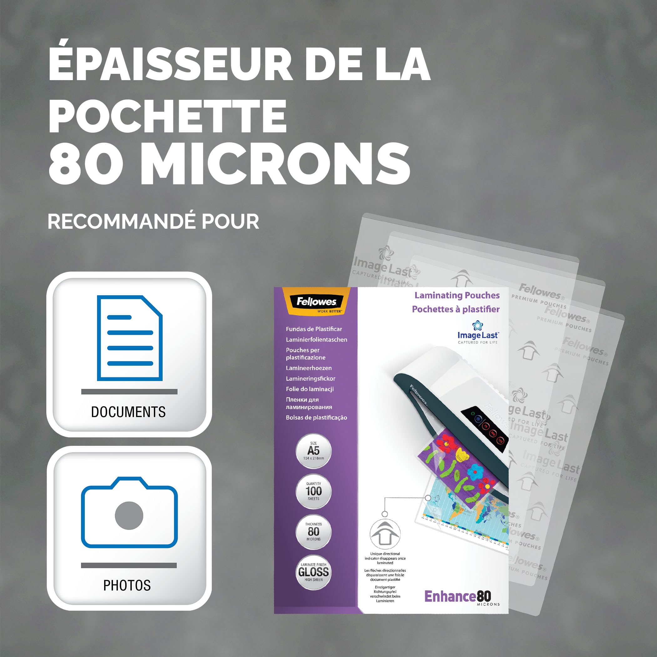 FELLOWES IL LAMINATING POUCH 80MIC A5 100PK