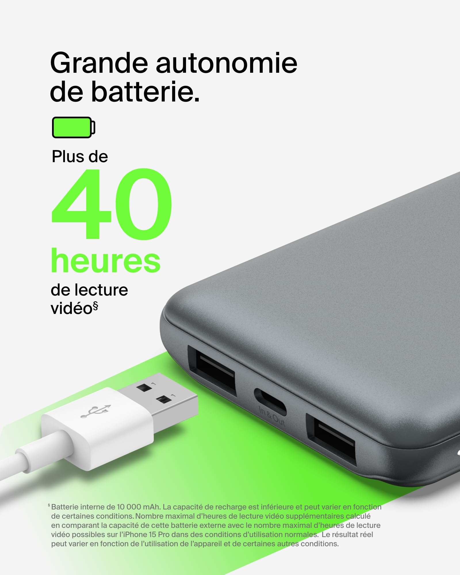 BELKIN 10k power bank 15w space grey