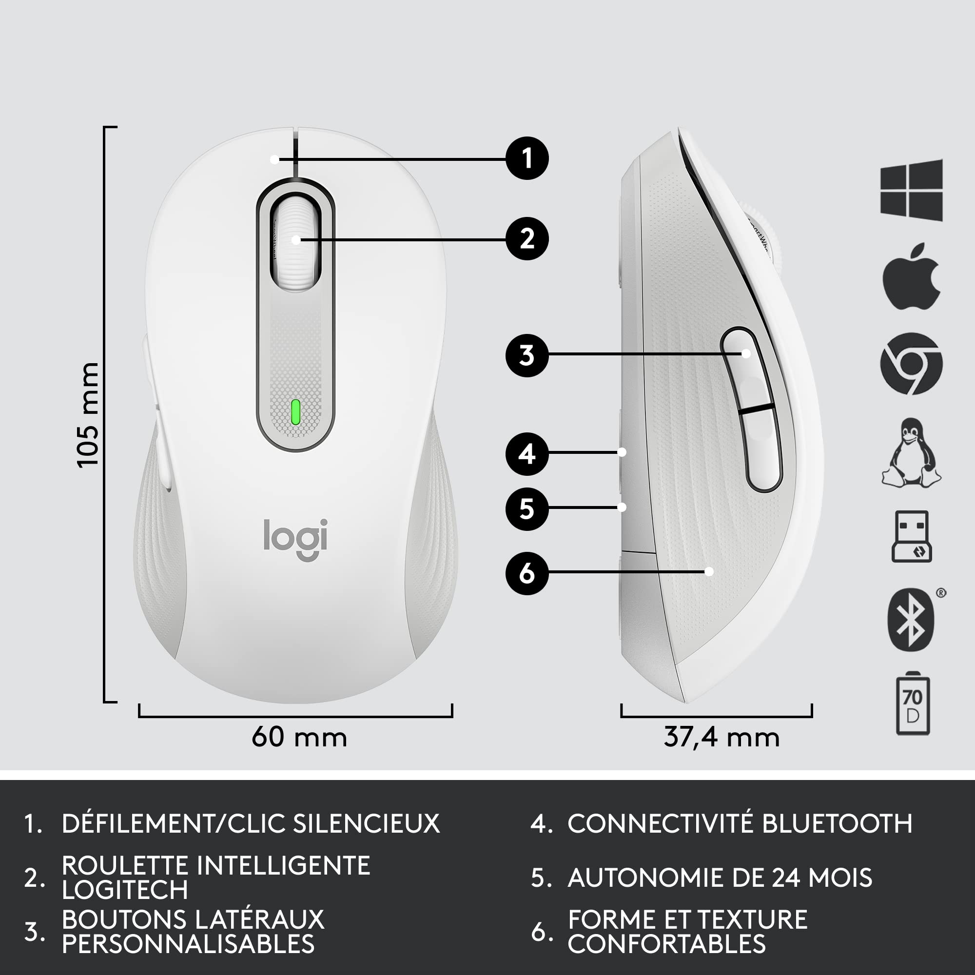 LOGITECH Signature MK650 Combo for Business - OFFWHITE - (FRA) - CENTRAL