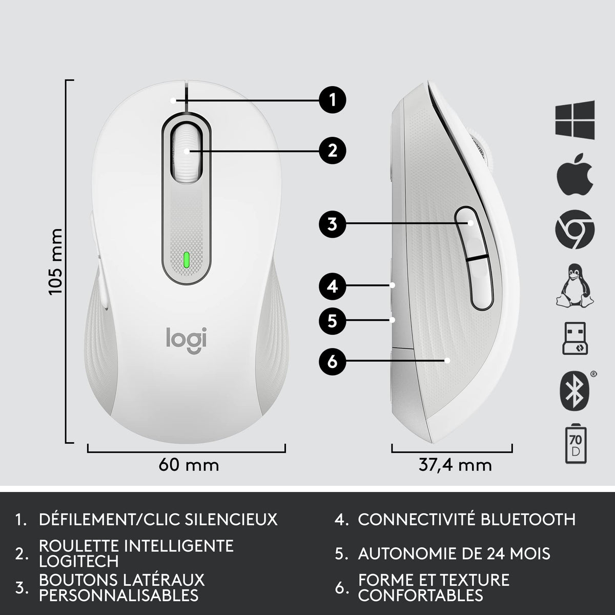 LOGITECH Signature MK650 Combo for Business - OFFWHITE - (FRA) - CENTRAL