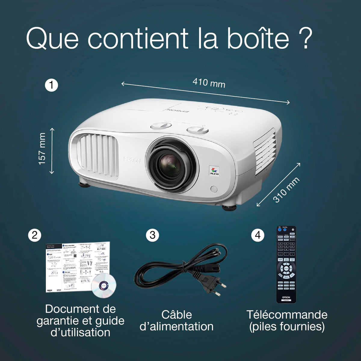 EPSON EH-TW7100 Projecteur 4K PRO-UHD Home Cinema - 16:9 - 3000 lumens -100 000:1- 2x HDMI- Bluetooth - Garantie 2 ans