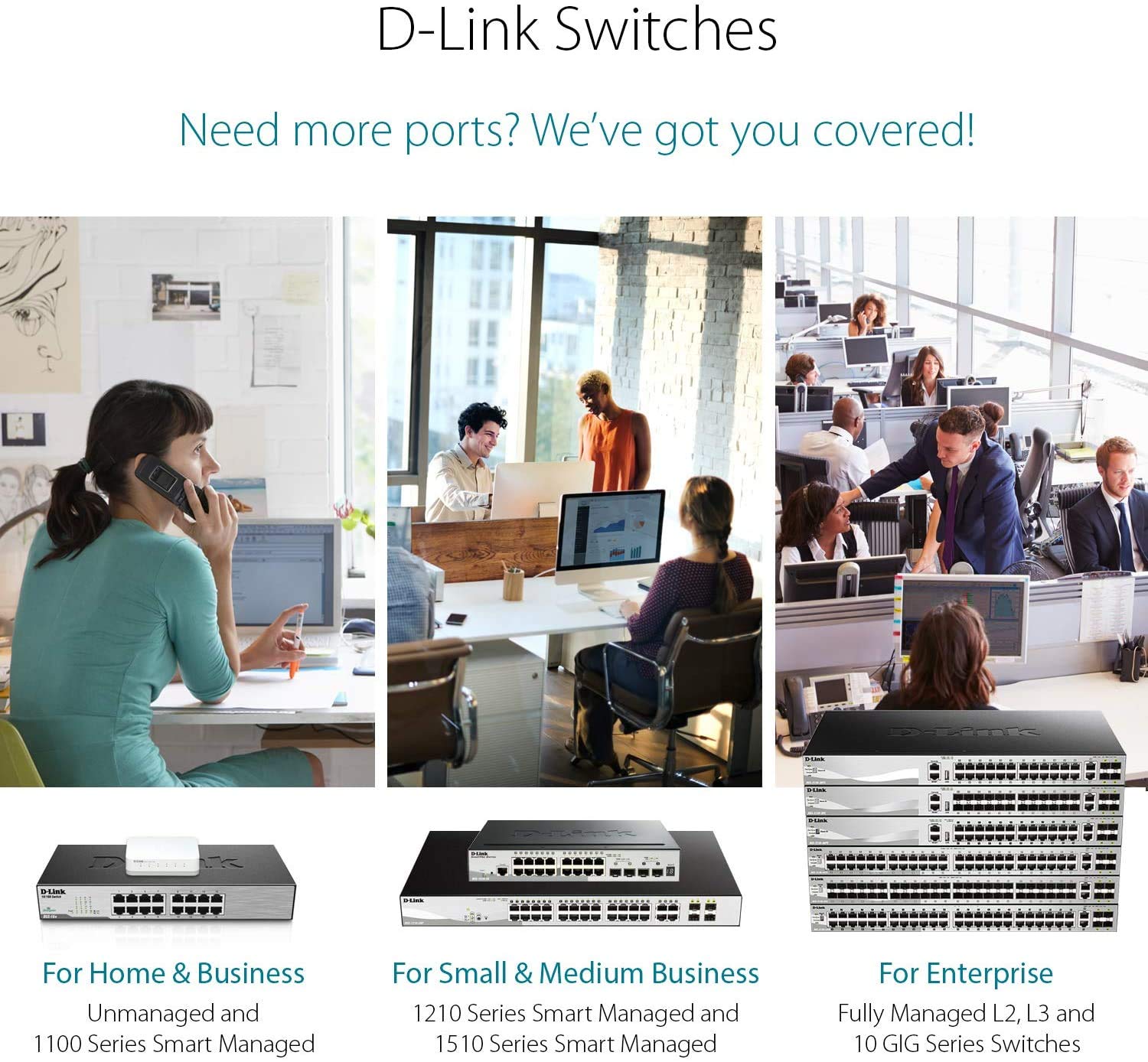 D-LINK SWITCH 16 PORTS 10/100/1000 MBPS RACKABLE - NON MANAGEABLE