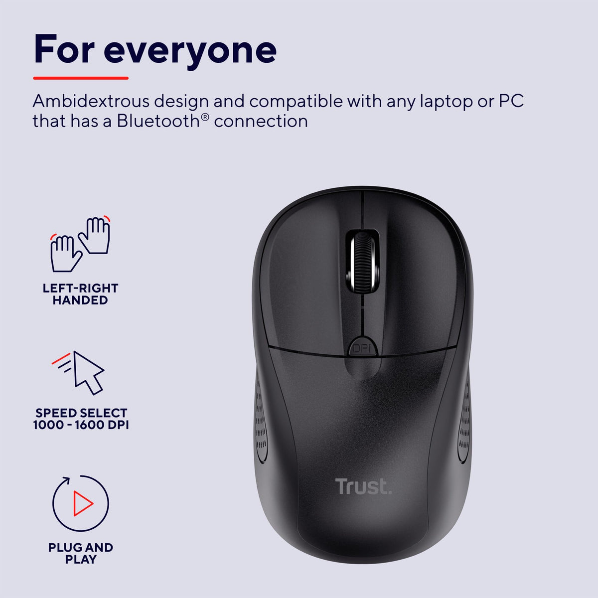 TRUST Souris sans fil compacte PRIMO Bluetooth - noire