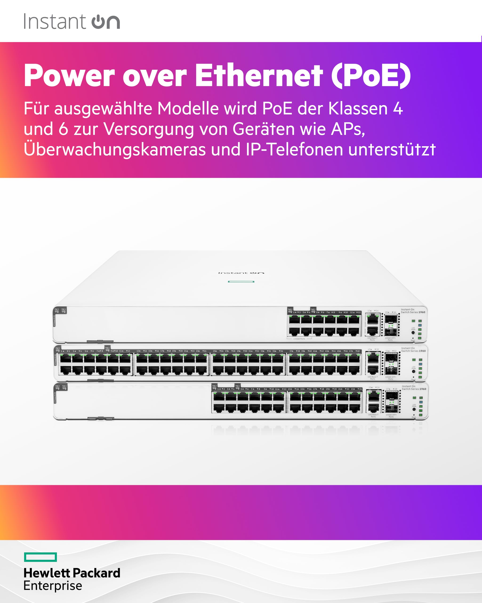 HPE Networking Instant On 1960 48G 40p Class4 8p Class6 PoE 2XGT 2SFP+ 600W Switch Commutateur Géré 48 x 10/100/1000