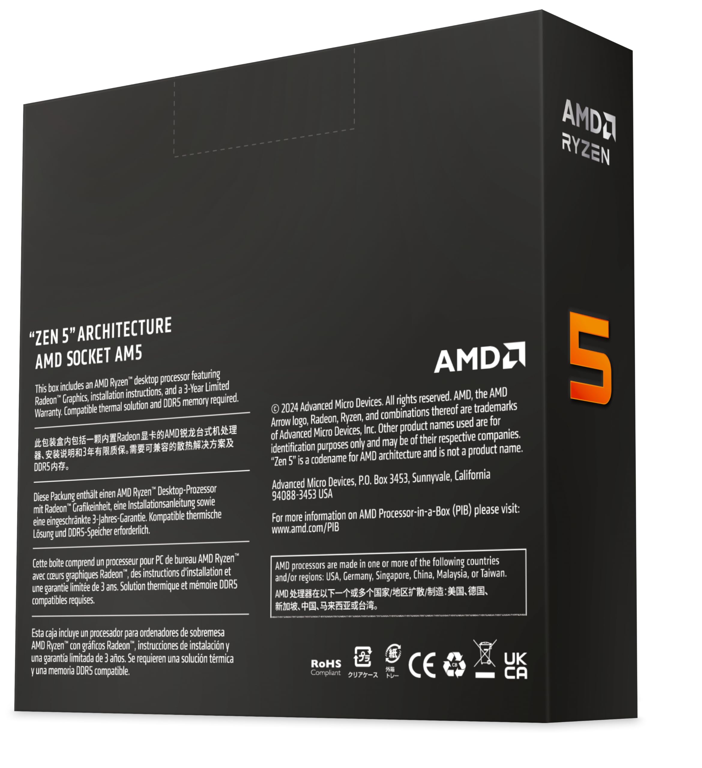AMD Ryzen 5 9600x 5.4GHz AM5 6C/12T 65W 38Mo BOX