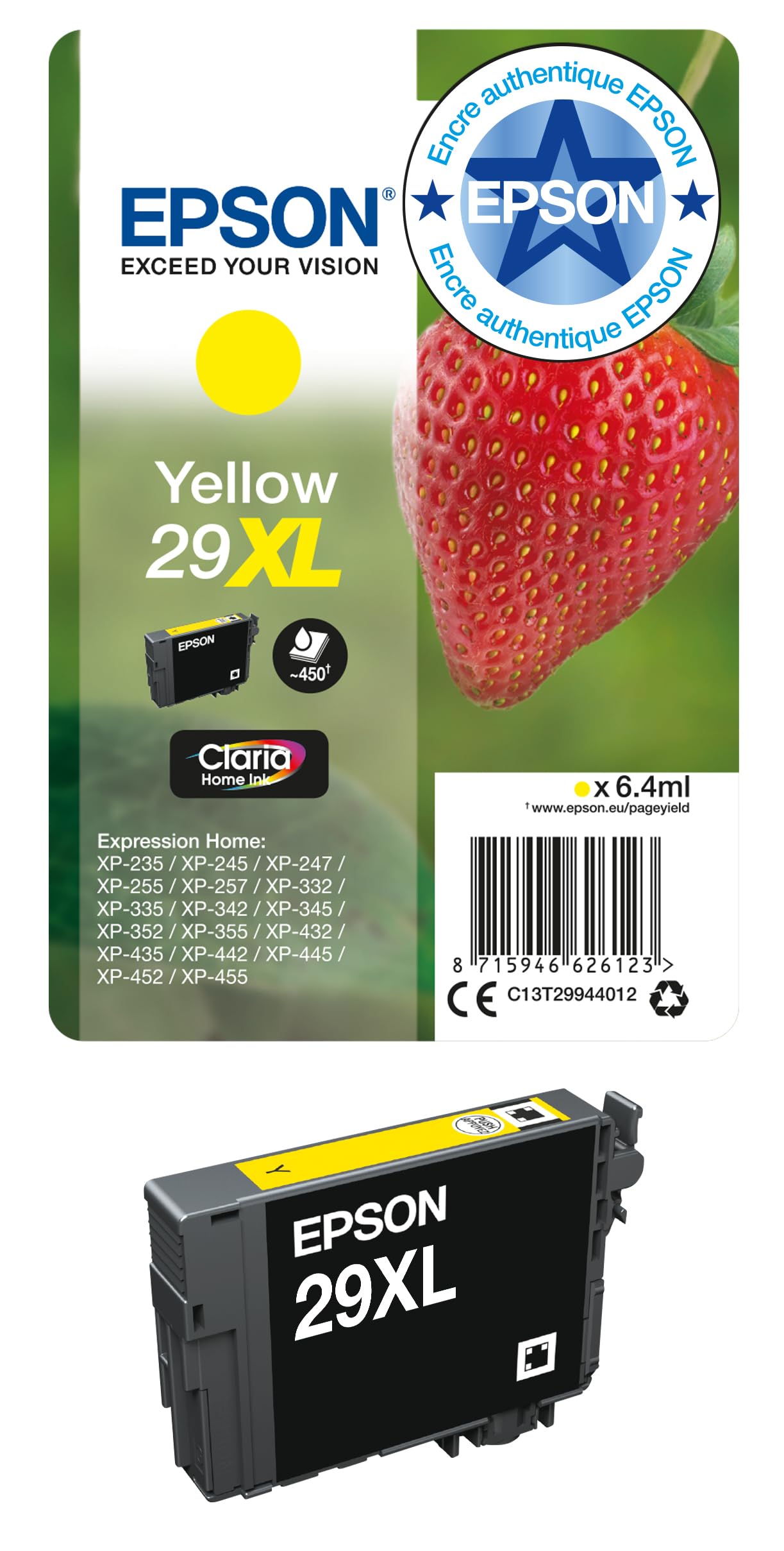 EPSON 4LB Cartridge Fraise - Ink Claria Home Yellow XL w/s