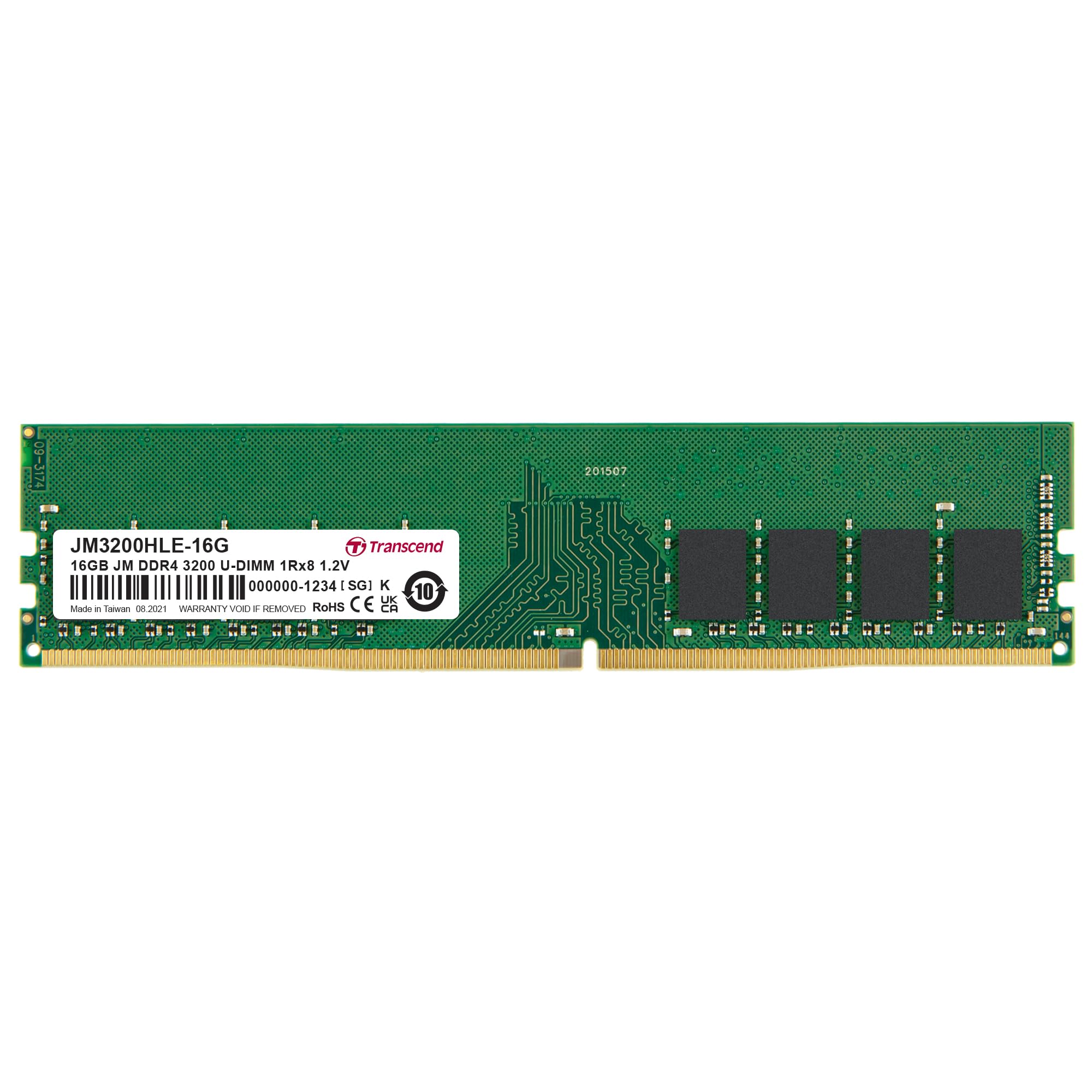 TRANSCEND JetRam 16Go DDR4 3200Mhz U-DIMM 1Rx8 2Gx8 CL22 1.2V