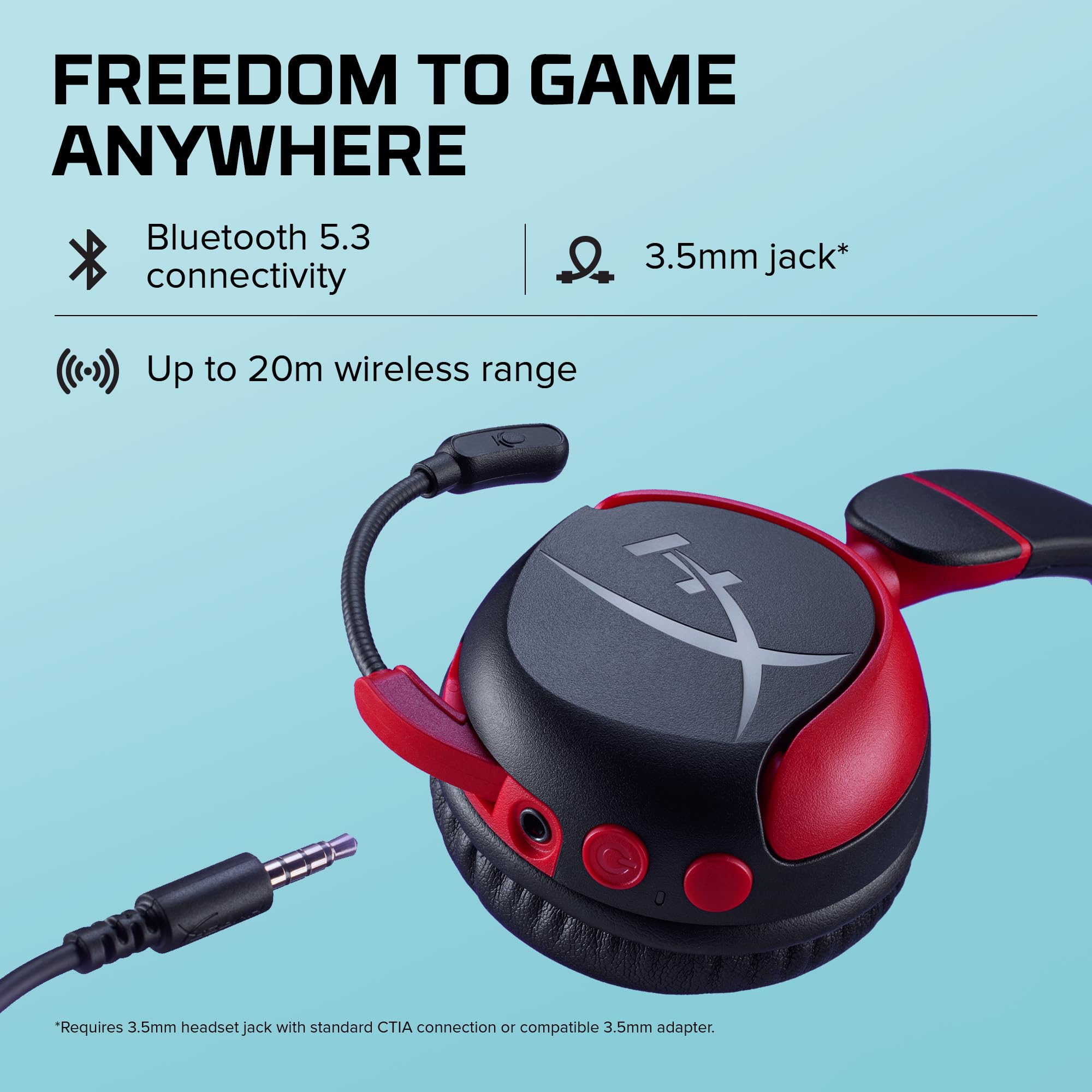Casque sans fil HyperX Cloud Mini avec microphone, noir-rouge