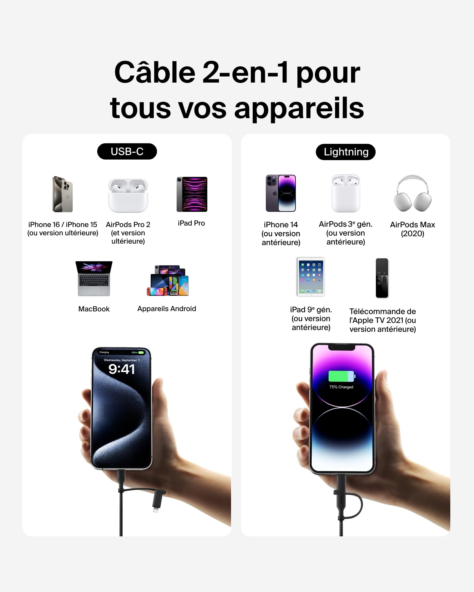 BELKIN 2-in-1 USB-C and LTG cable
