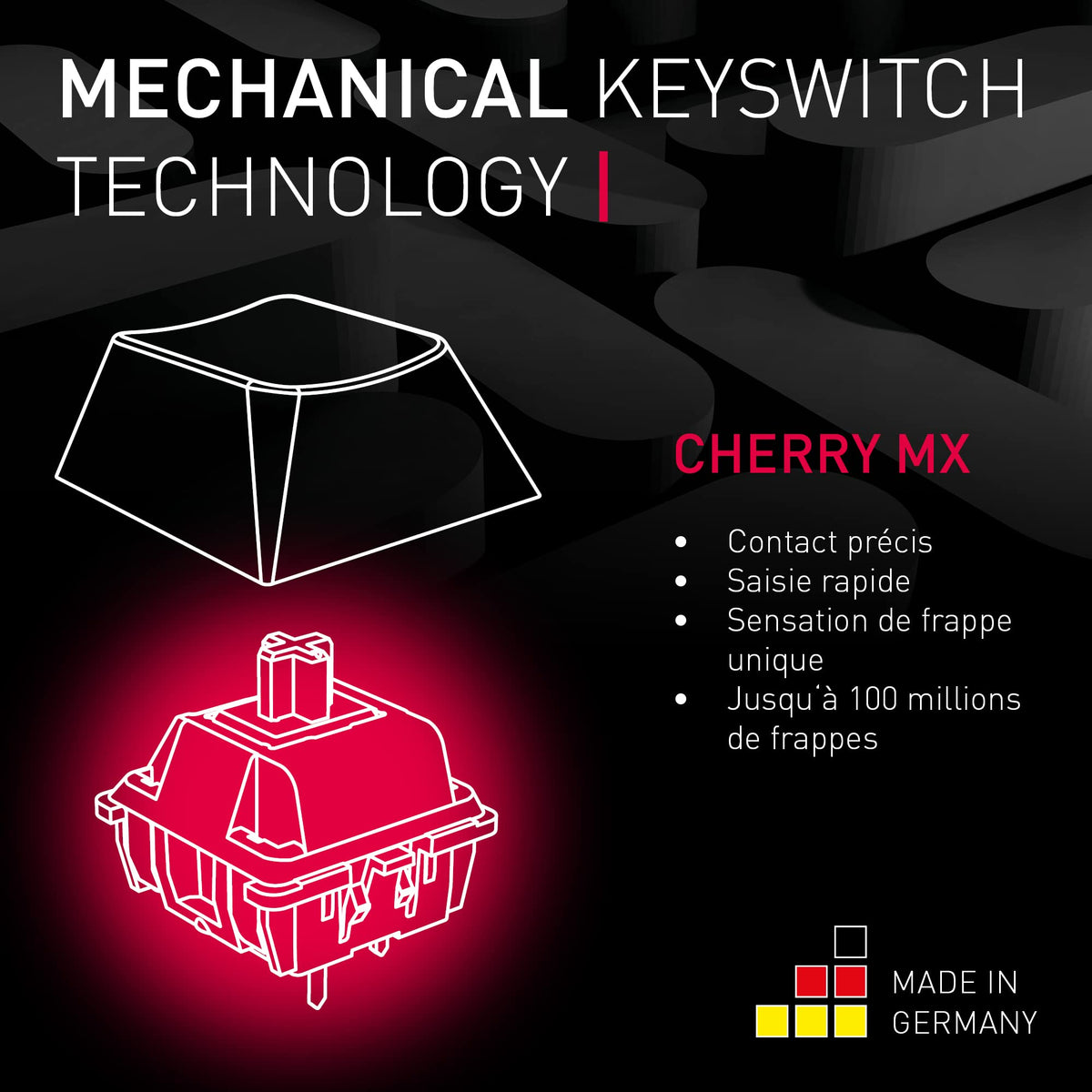CHERRY Clavier MX 3.0S WIRELESS gaming mécanique MX RED