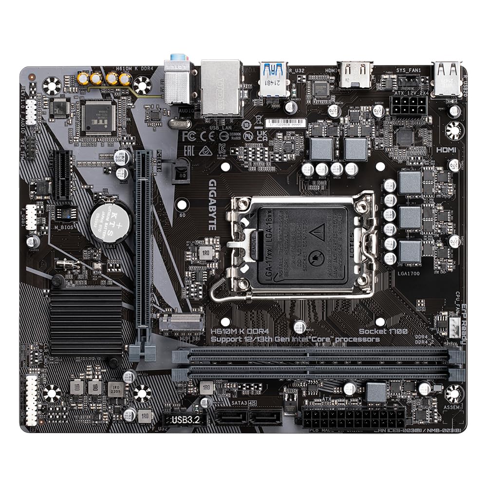 GIGABYTE H610M K DDR4 carte mere Intel H610 Express LGA 1700 micro ATX