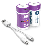 ANSMANN Accu lithium Mono D, 2 pièces, rechargeables Type-C, 1,5 V