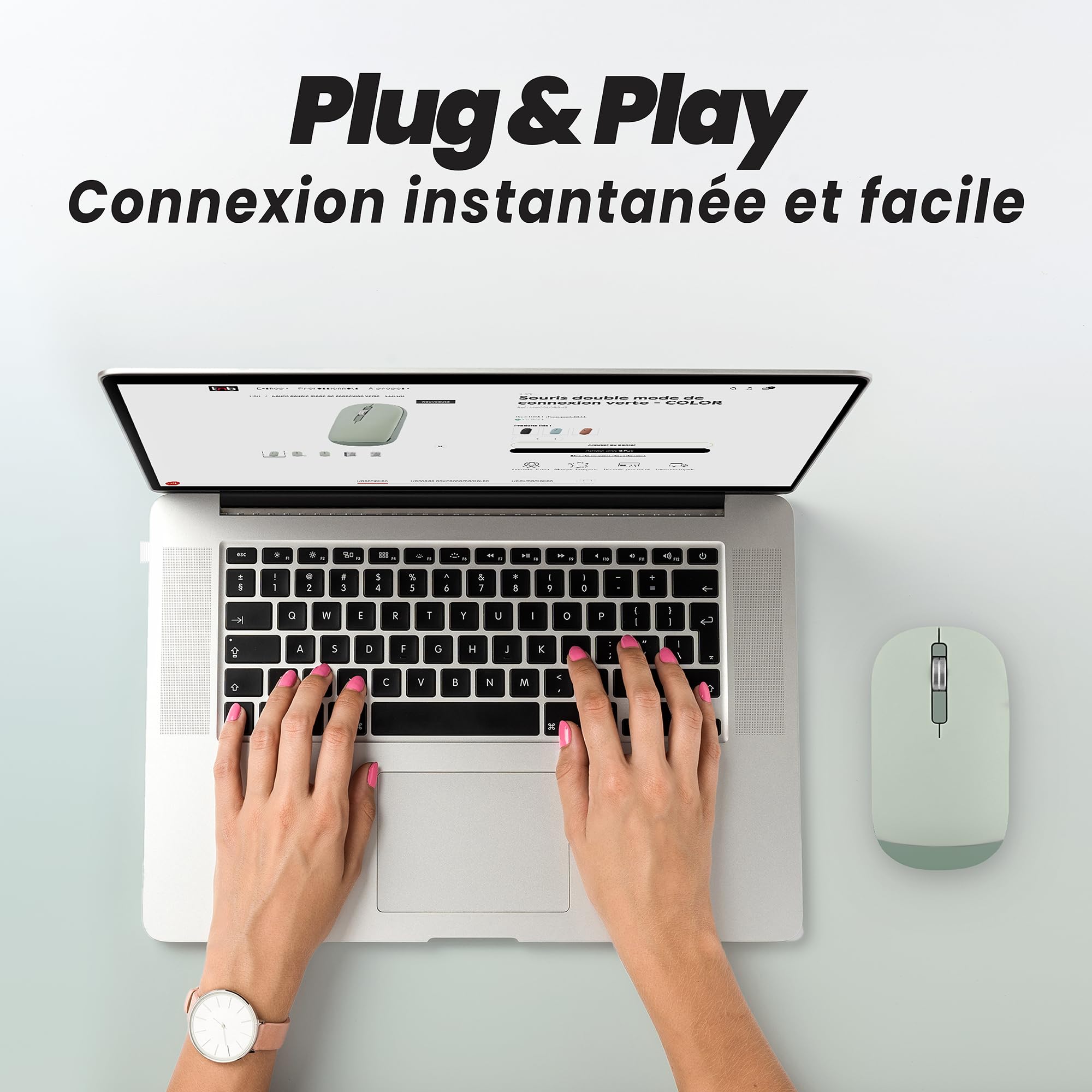 TNB COLOR - Souris sans fil double mode de connexion - vert