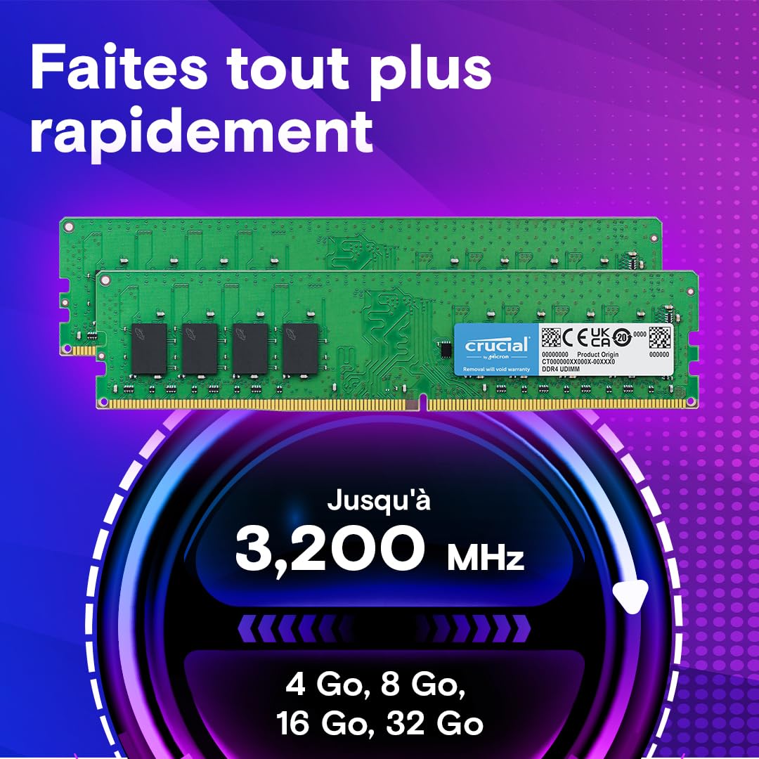 Crucial CT8G4DFRA32A module de mémoire 8 GB 1 x 8 GB DDR4 3200 MHz