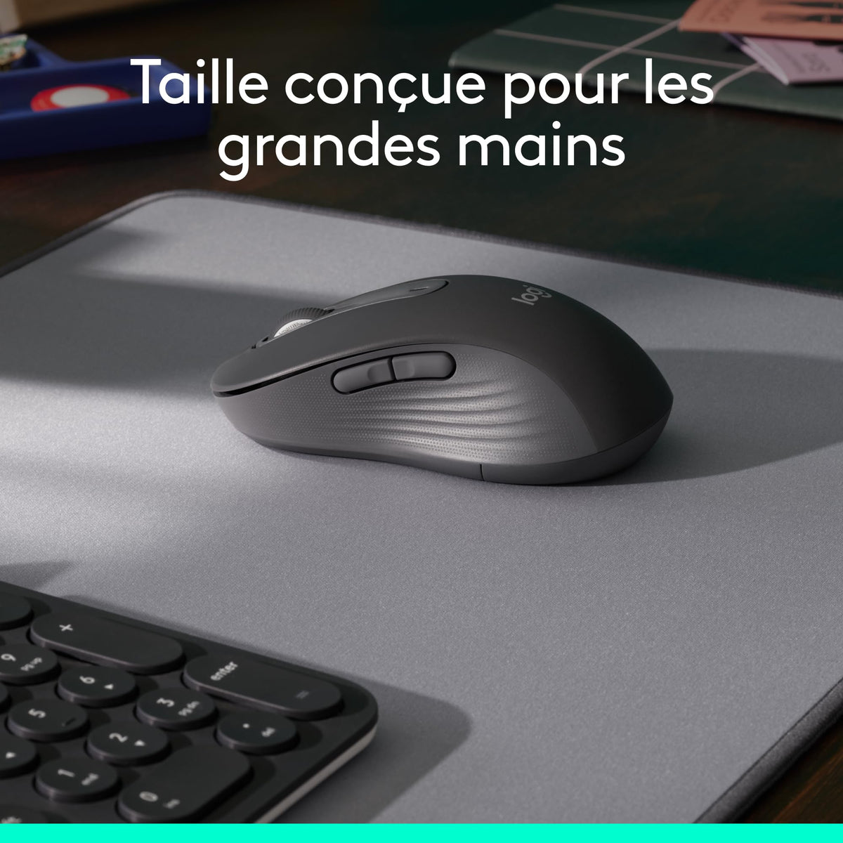 LOGITECH Signature M650 L Mouse large size optical 5 buttons wireless Bluetooth 2.4 GHz Bolt USB receiver graphite