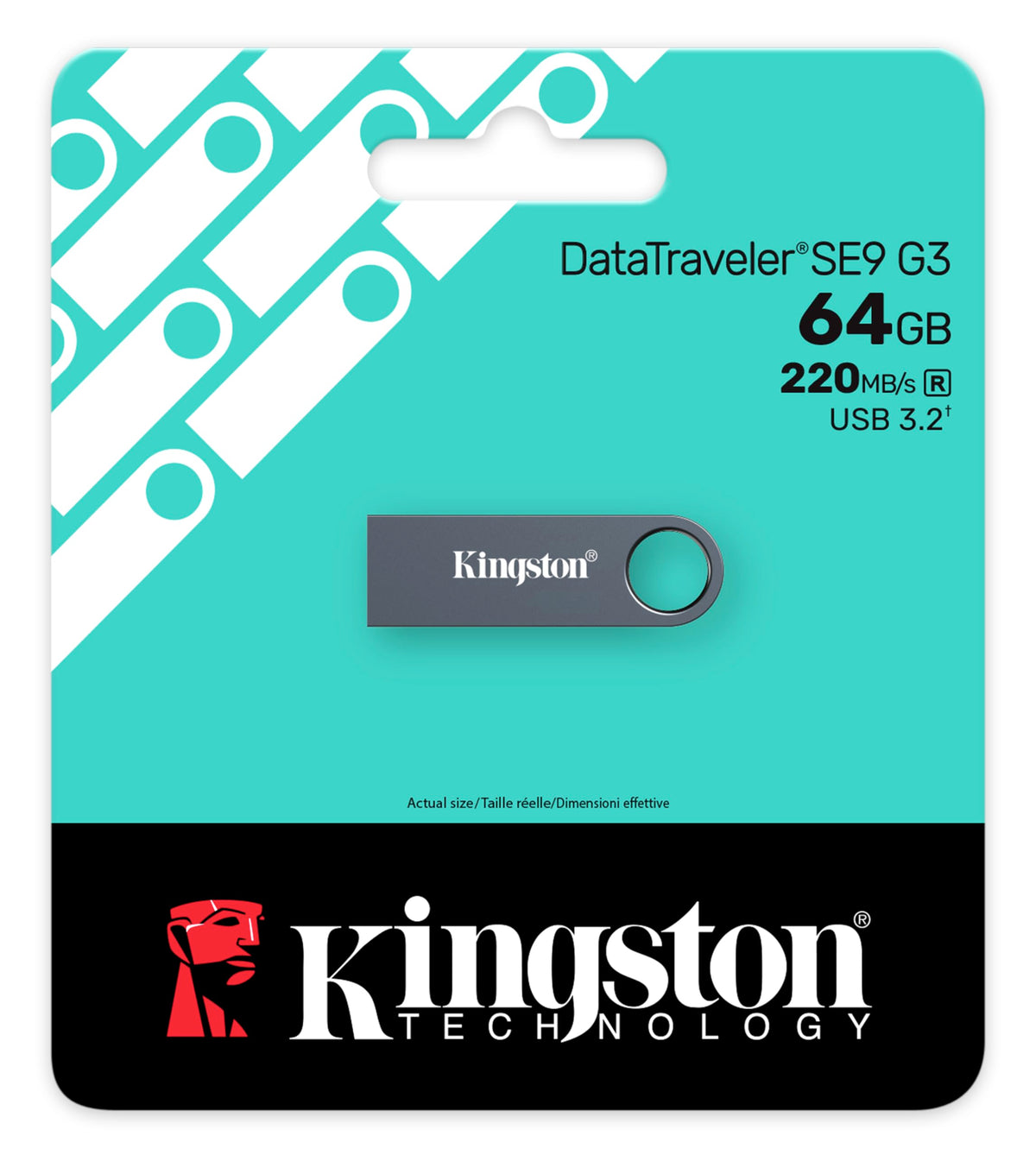 KINGSTON 64Go DataTraveler SE9 G3 USB 3.2 Gen 1 speeds 220Mo/s read 100Mo/s write Dark Nickel
