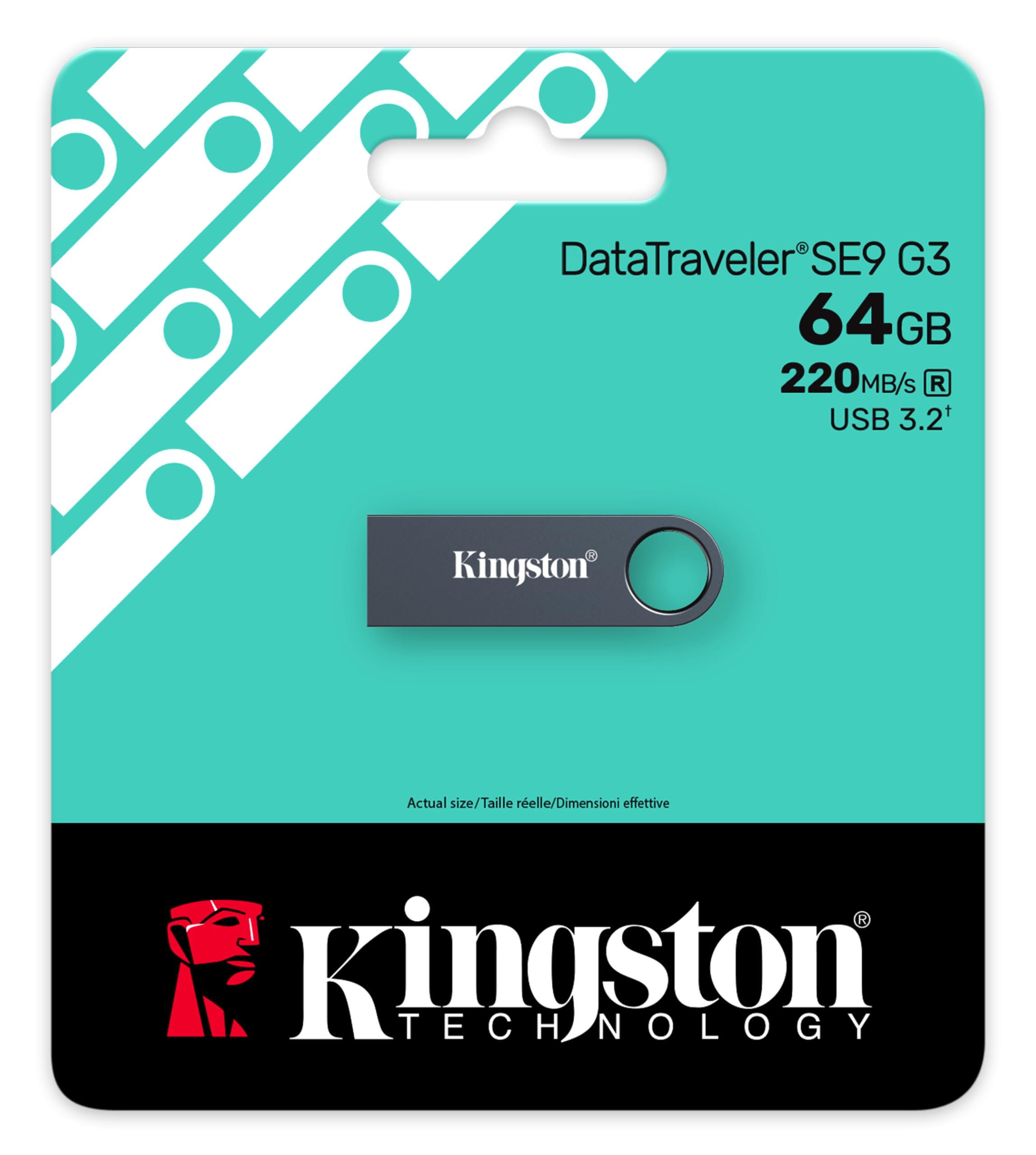 KINGSTON 64Go DataTraveler SE9 G3 USB 3.2 Gen 1 speeds 220Mo/s read 100Mo/s write Dark Nickel