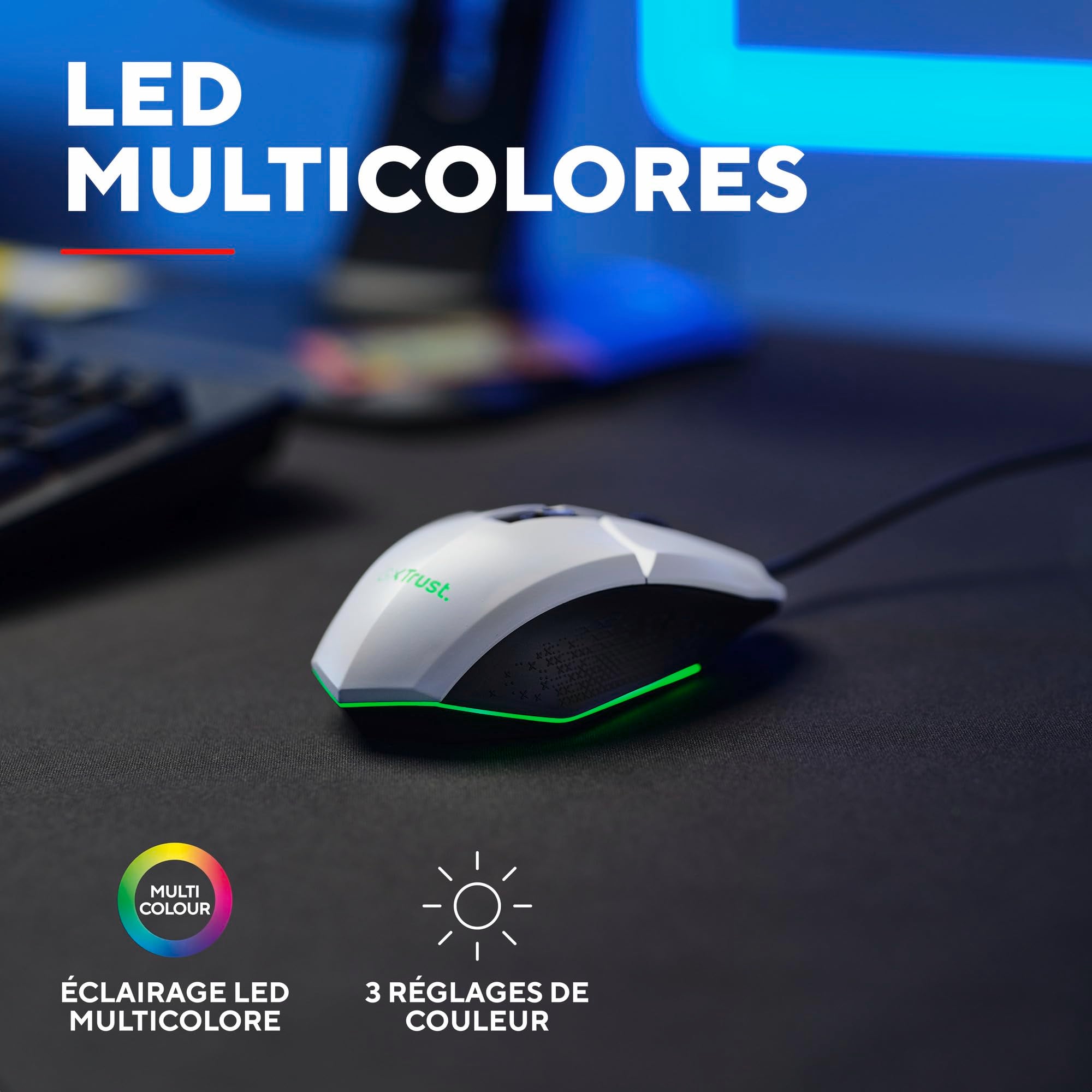TRUST Souris gaming filaire FELOX rétroéclairée - Blanche