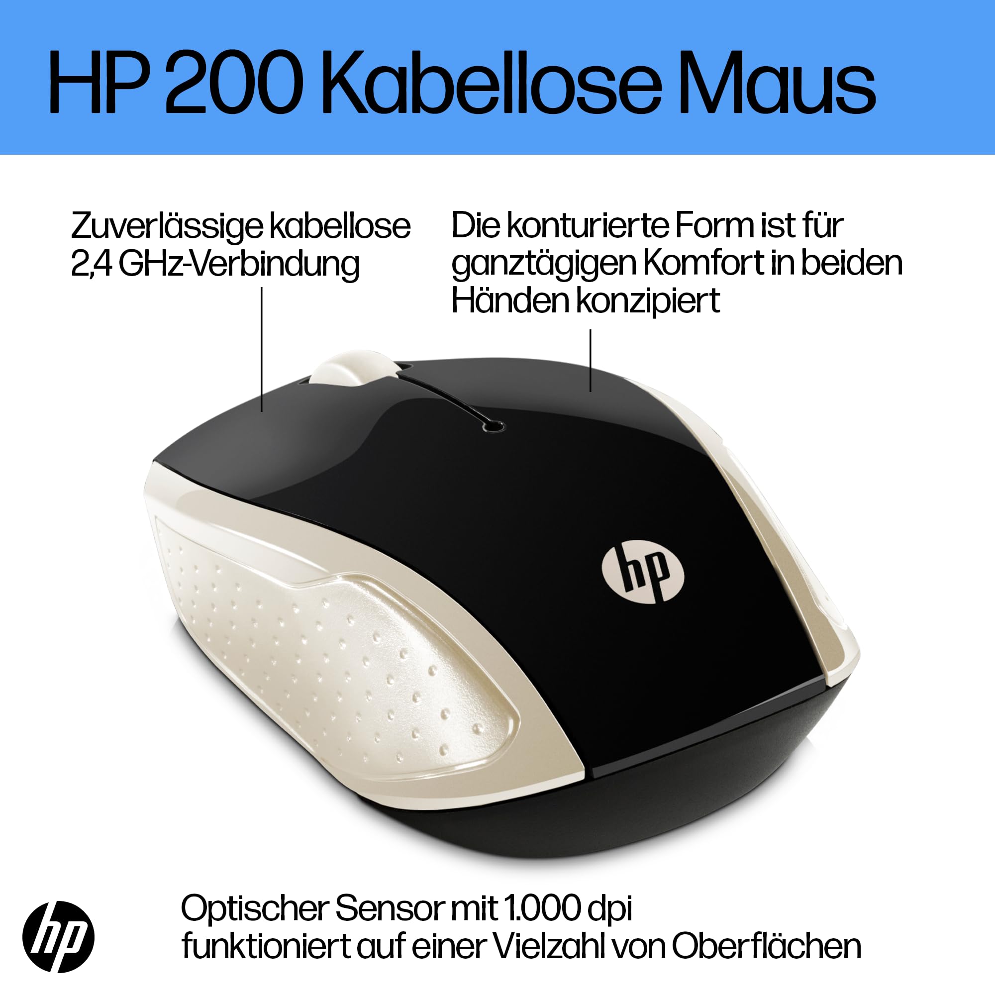 HP 200 Silk Gold Wireless Mouse