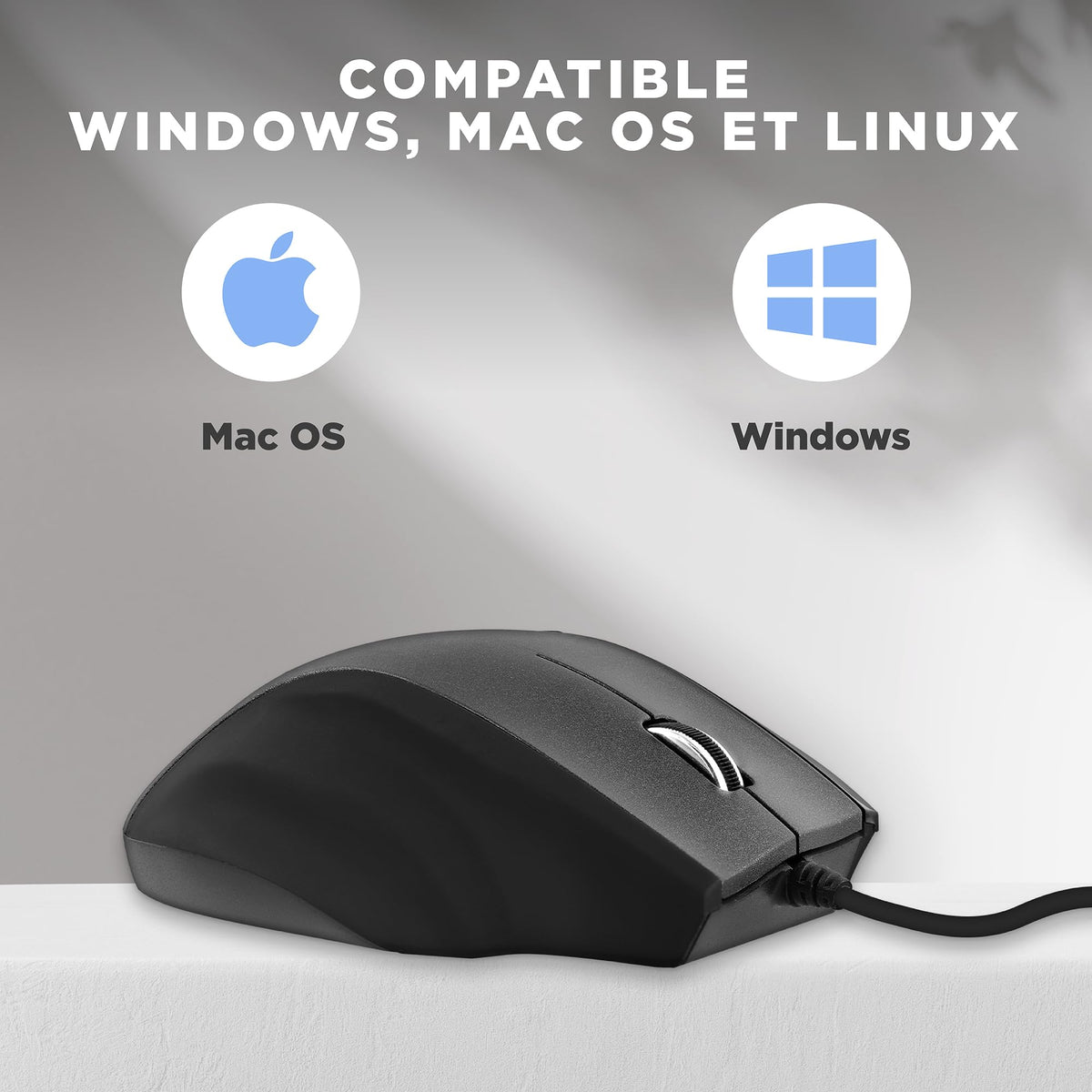 TNB ERGO Line Wired Ergonomic Mouse Black Optimized Design For Comfortable Use