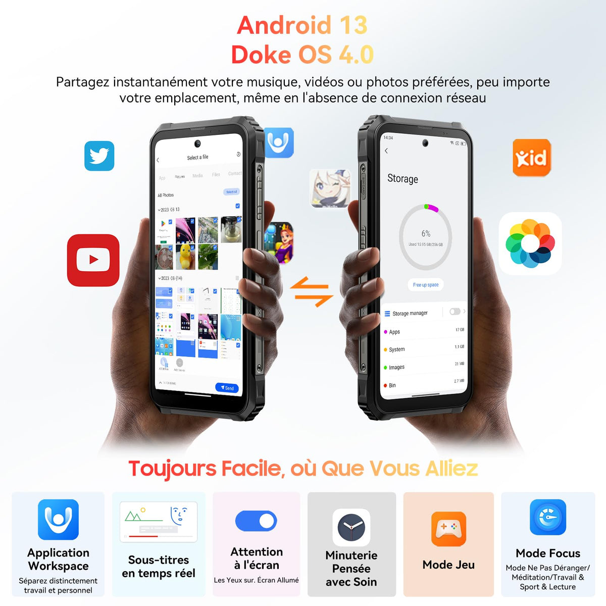 Blackview BL9000 5G (Double Sim - Écran 6.78'' - 512 Go, 12 Go RAM) Noir