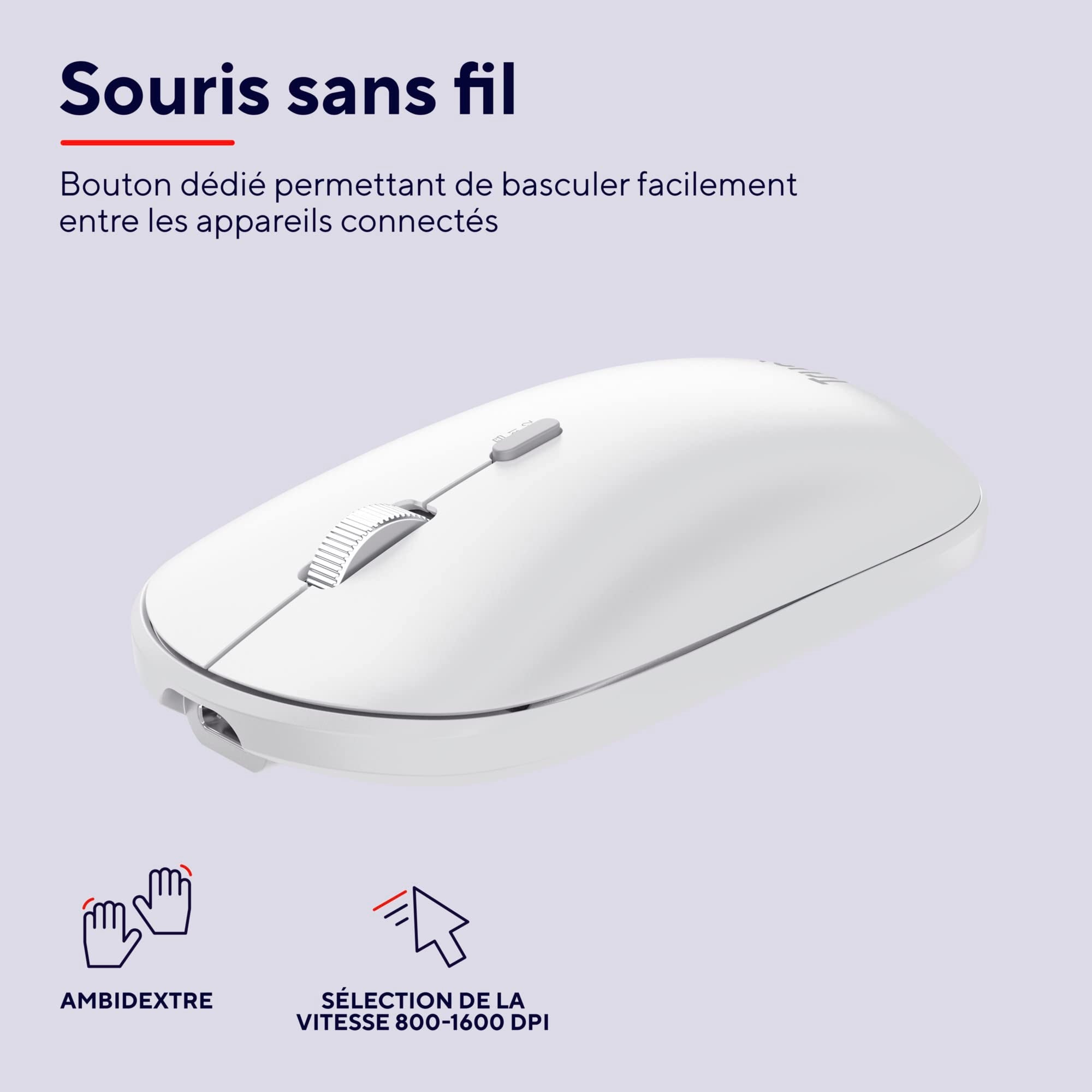 TRUST Pack clavier & souris sans fil LYRA Bluetooth - blanc (FR)