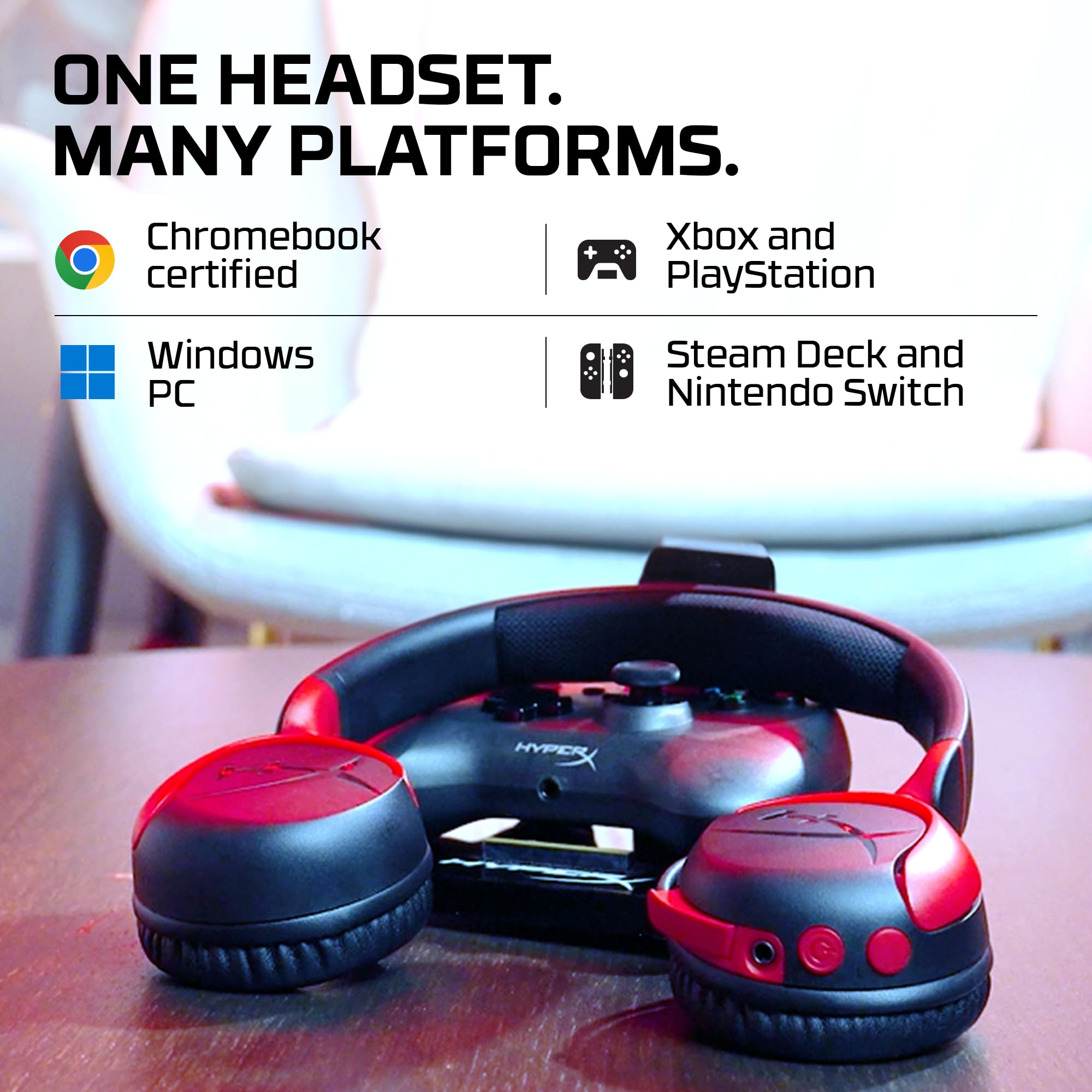 Casque sans fil HyperX Cloud Mini avec microphone, noir-rouge