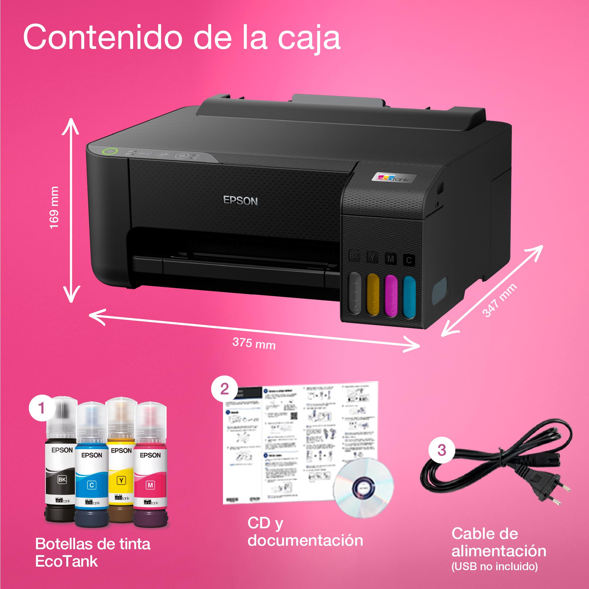 EPSON EcoTank ET-1810 Printer colour ink-jet refillable A4 5760x1440dpi 10ppm mono/5ppm colour 100 sheets USB Wi-Fi black