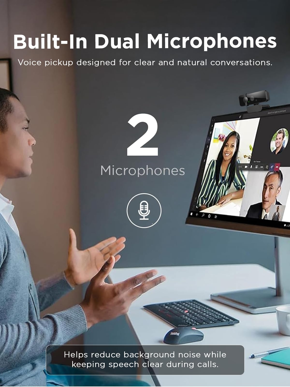 LENOVO Essential Webcam colour 1920 x 1080 1080p audio USB 2.0 MJPEG YUY2 DC 5 V