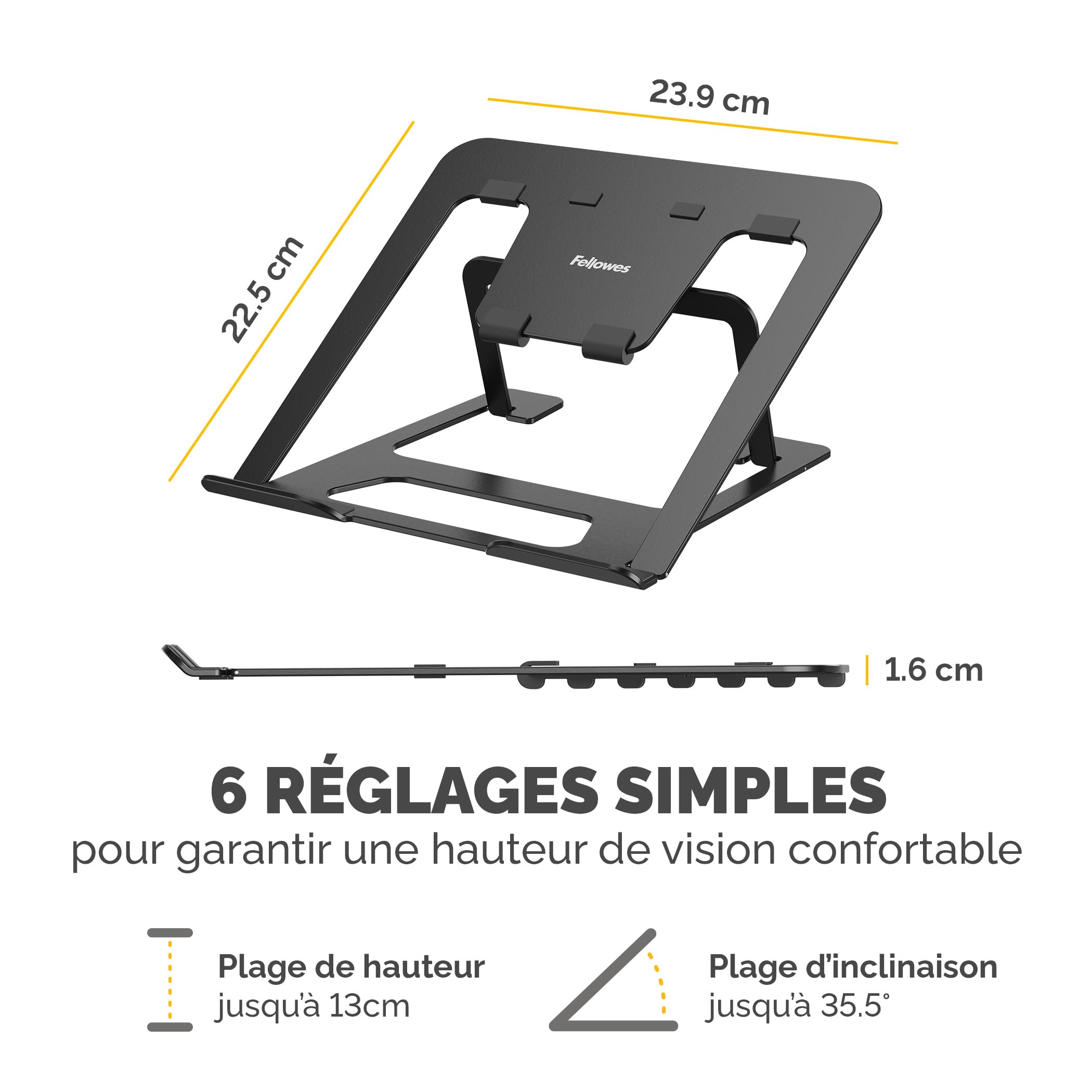 FELLOWES SUPPORT ORDINATEUR PORTABLE LAPTOP NOIR ALUMNIA