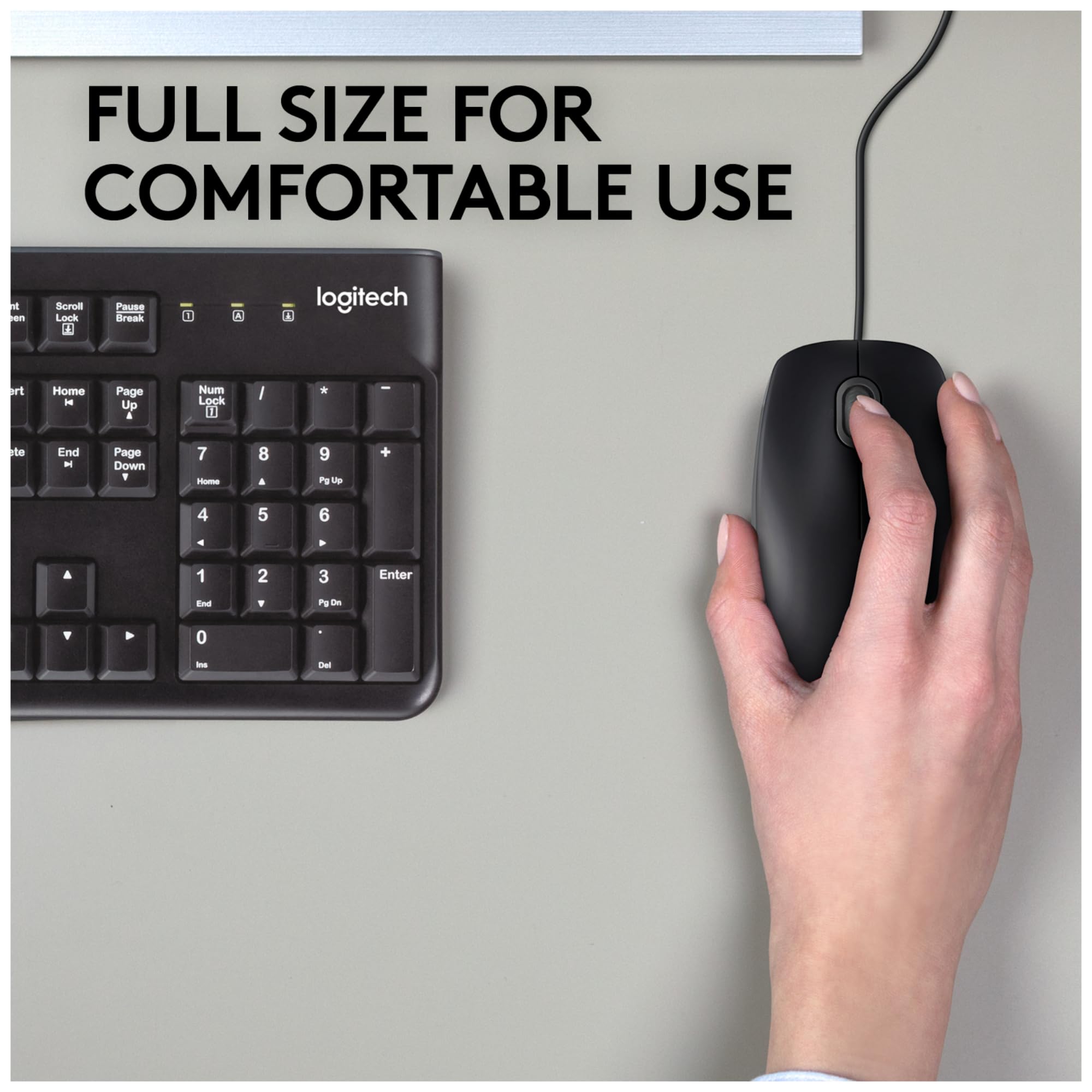 LOGITECH B110 Silent Mouse right and left-handed optical 3 buttons wired USB