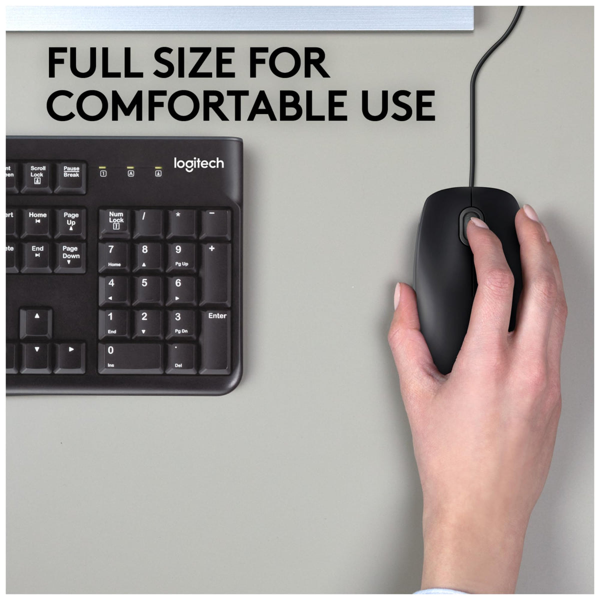 LOGITECH B110 Silent Mouse right and left-handed optical 3 buttons wired USB