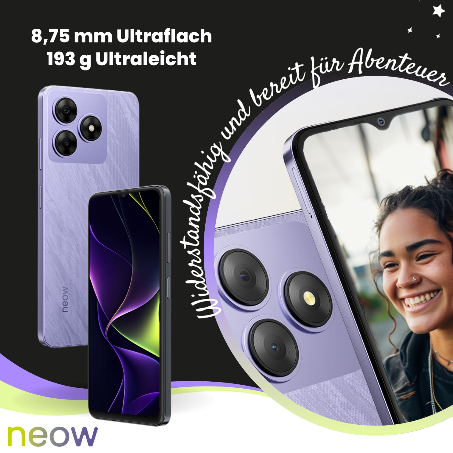 NEOW Safe (Smartphone pour adolescent - 6.6'' - 64 Go, 3 Go RAM) Bleu
