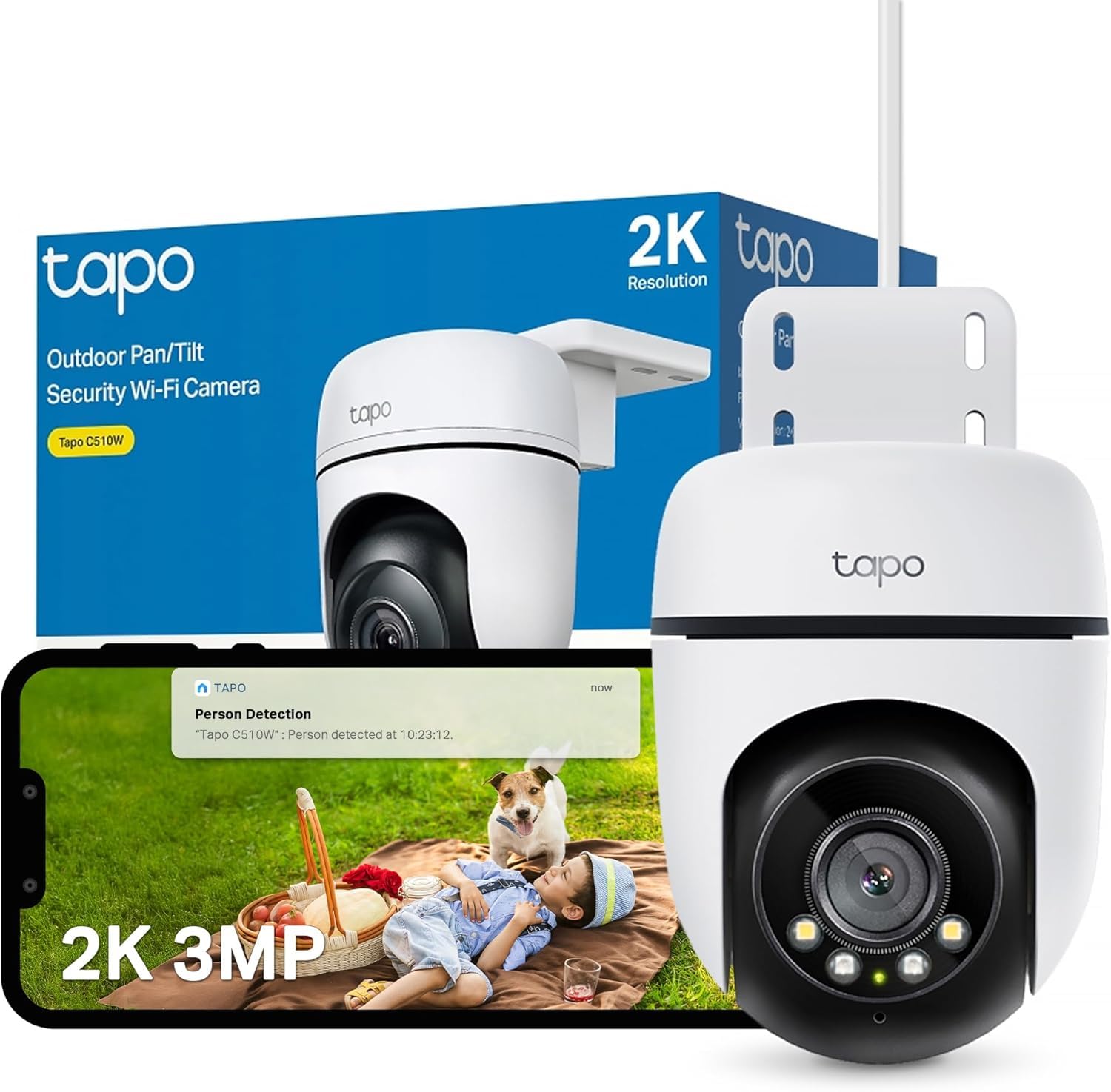 TP-LINK Outdoor Pan/Tilt Security WiFi Camera 2K Resolution-With The Resolution of 2304x1296px