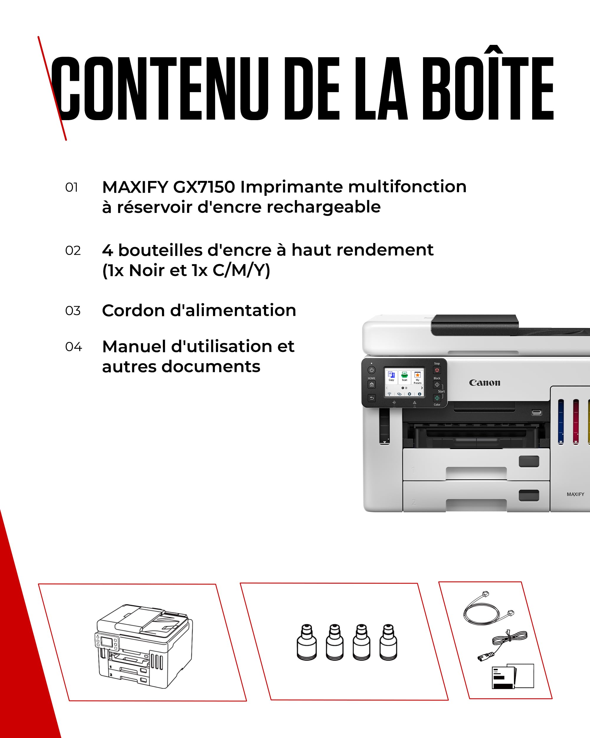 CANON MAXIFY GX7150 MegaTank MFP colour inkjet CISS Legal 216x356mm A4 24ipm Print 600sheets USB Wi-Fi LAN