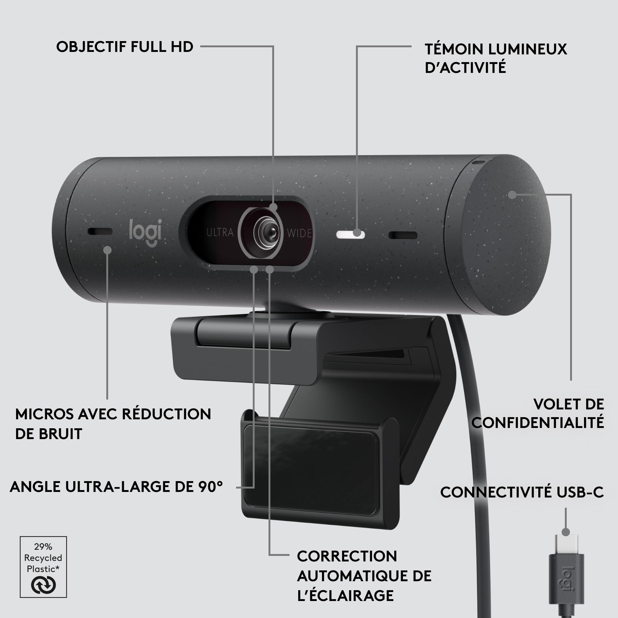 Logitech Brio 500 - GRAPHITE - EMEA28