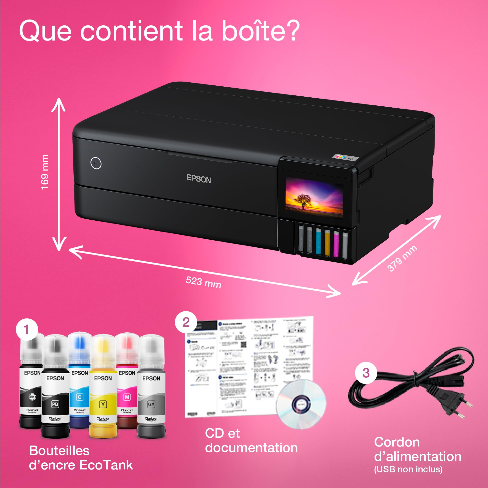 EPSON EcoTank ET-8550 MFP colour inkjet refillable A3 16ppm Print USB LAN Wi-Fi Black