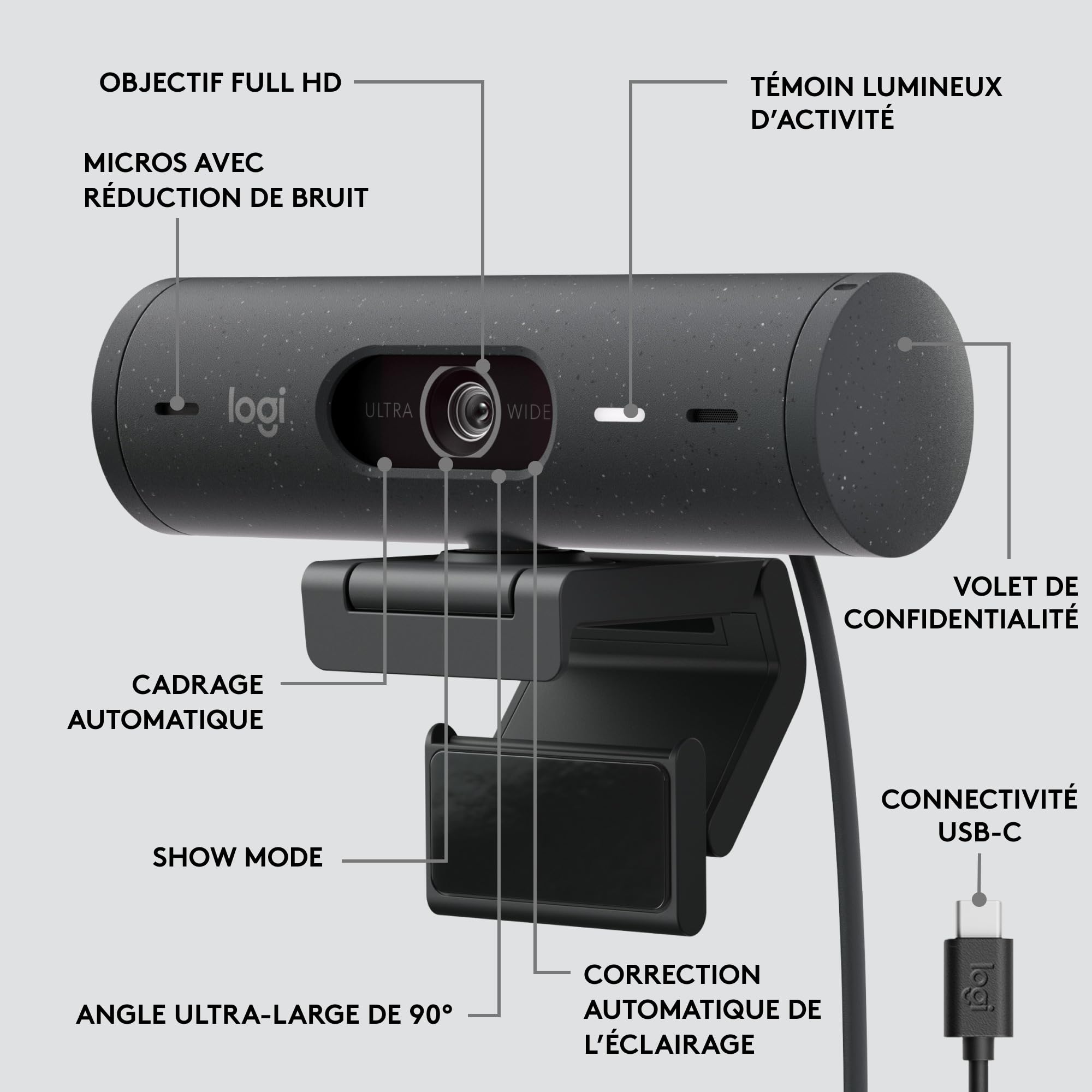 LOGITECH BRIO 505 Webcam colour 4 MP 1920 x 1080 720p 1080p audio USB-C
