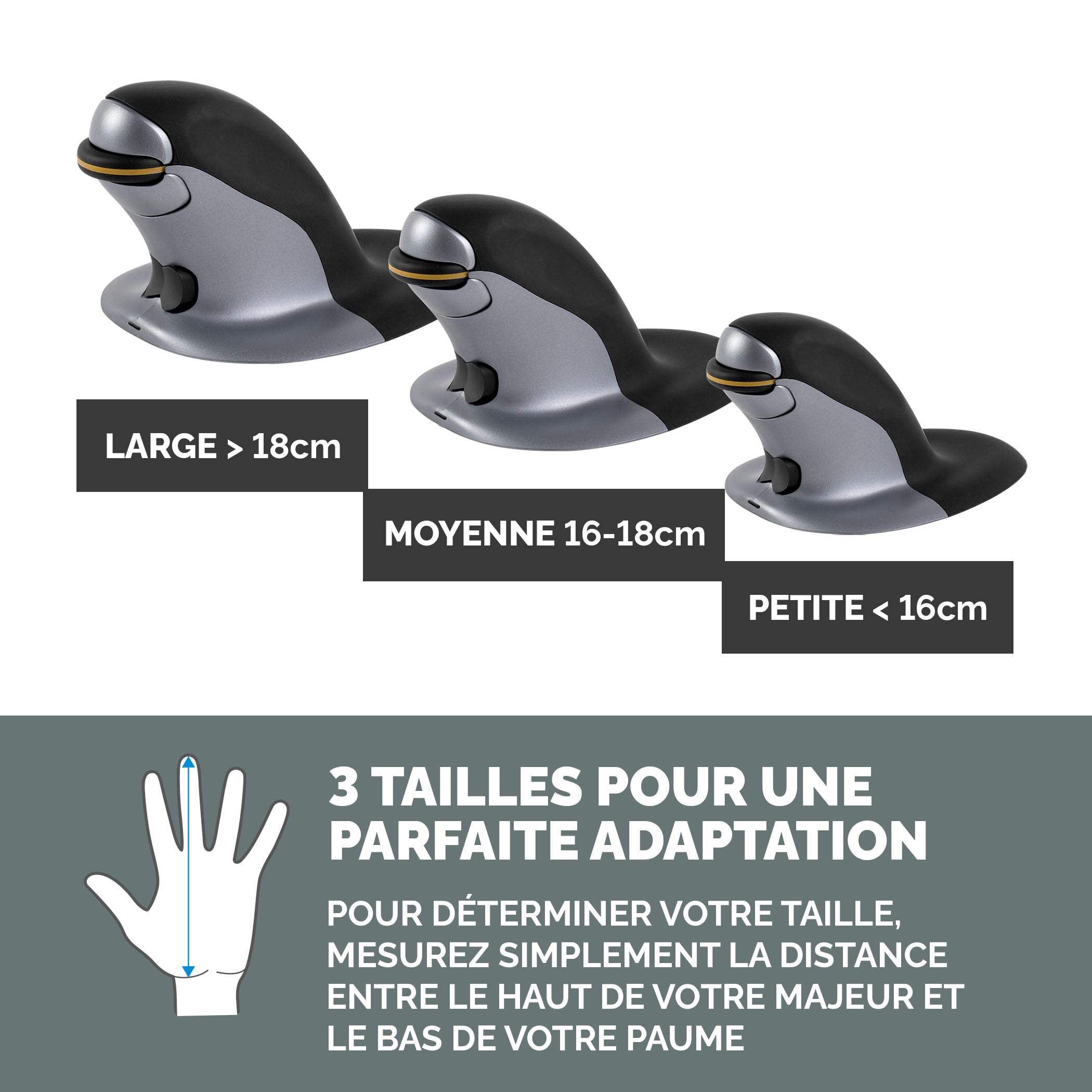 FELLOWES SOURIS VERTICALE AMBIDEXTRE PENGUIN SANS FIL - PETIT