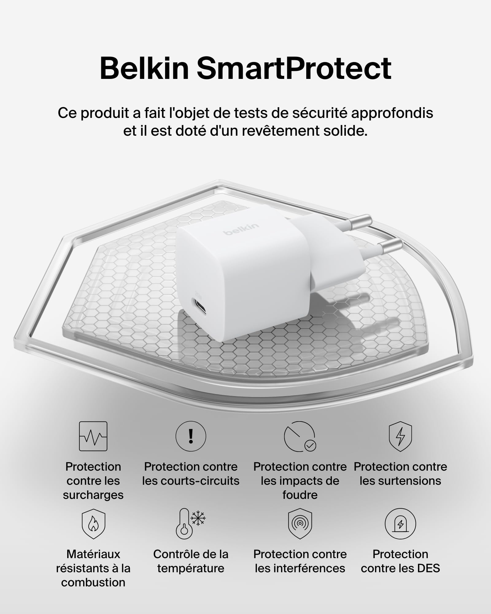 BELKIN 25W USB PD Wall Charger with PPS WHT w/1m C-C Cable