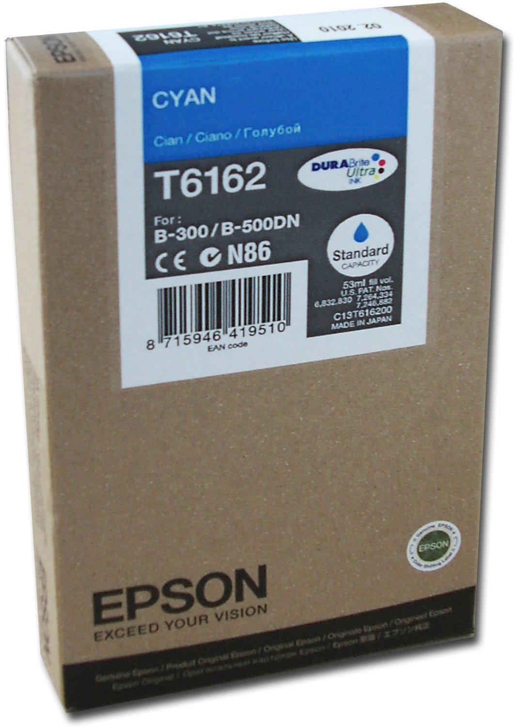 EPSON 1LB T6162 ink cartridge cyan standard capacity 53ml 1-pack