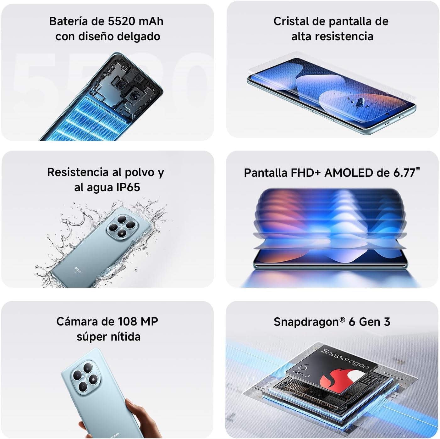 Xiaomi Redmi Note 15 5G (6.77'' - 256 Go, 8 Go RAM) Bleu