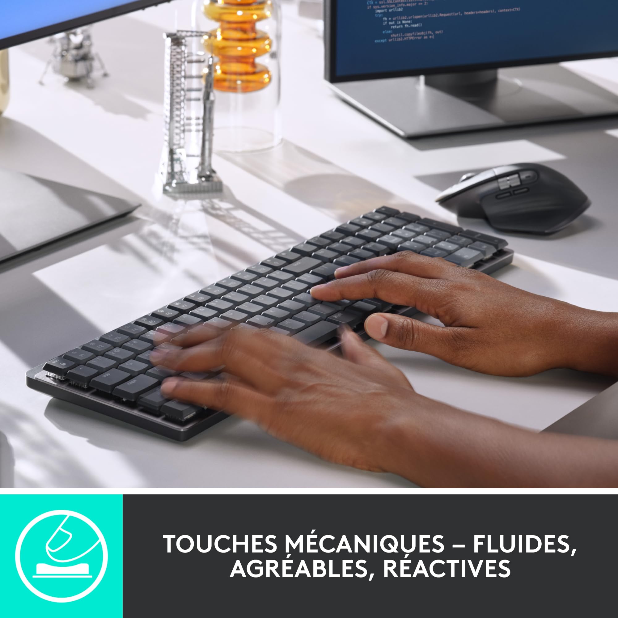 LOGITECH MX Mechanical Wireless Illuminated Performance Keyboard - GRAPHITE - (FR) - 2.4GHZ/BT - N/A - CENTRAL - TACTILE