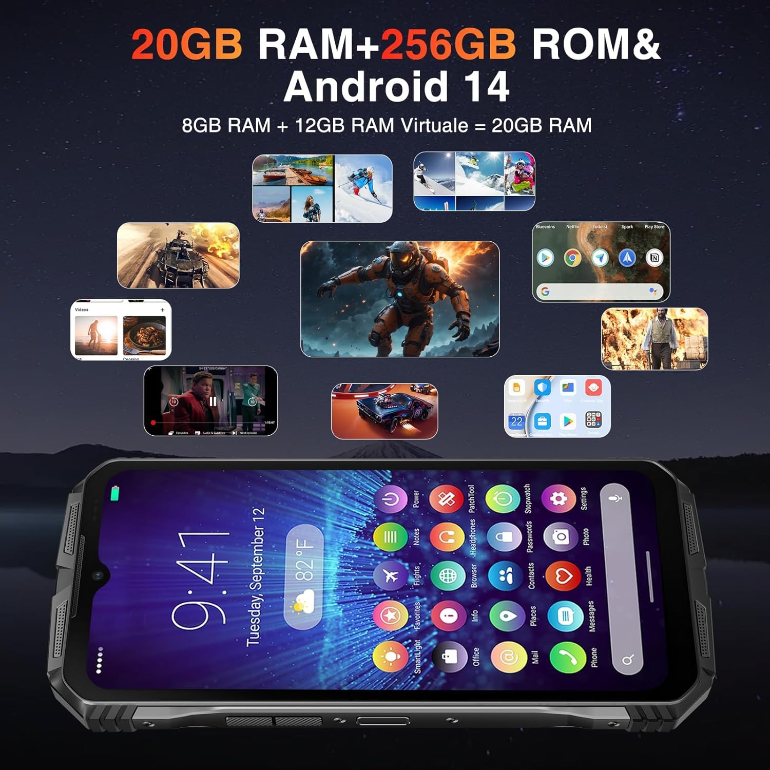 Doogee S Cyber (NFC - 6.58'' - 256 Go, 8 Go RAM - 10 800 mAh) Argent
