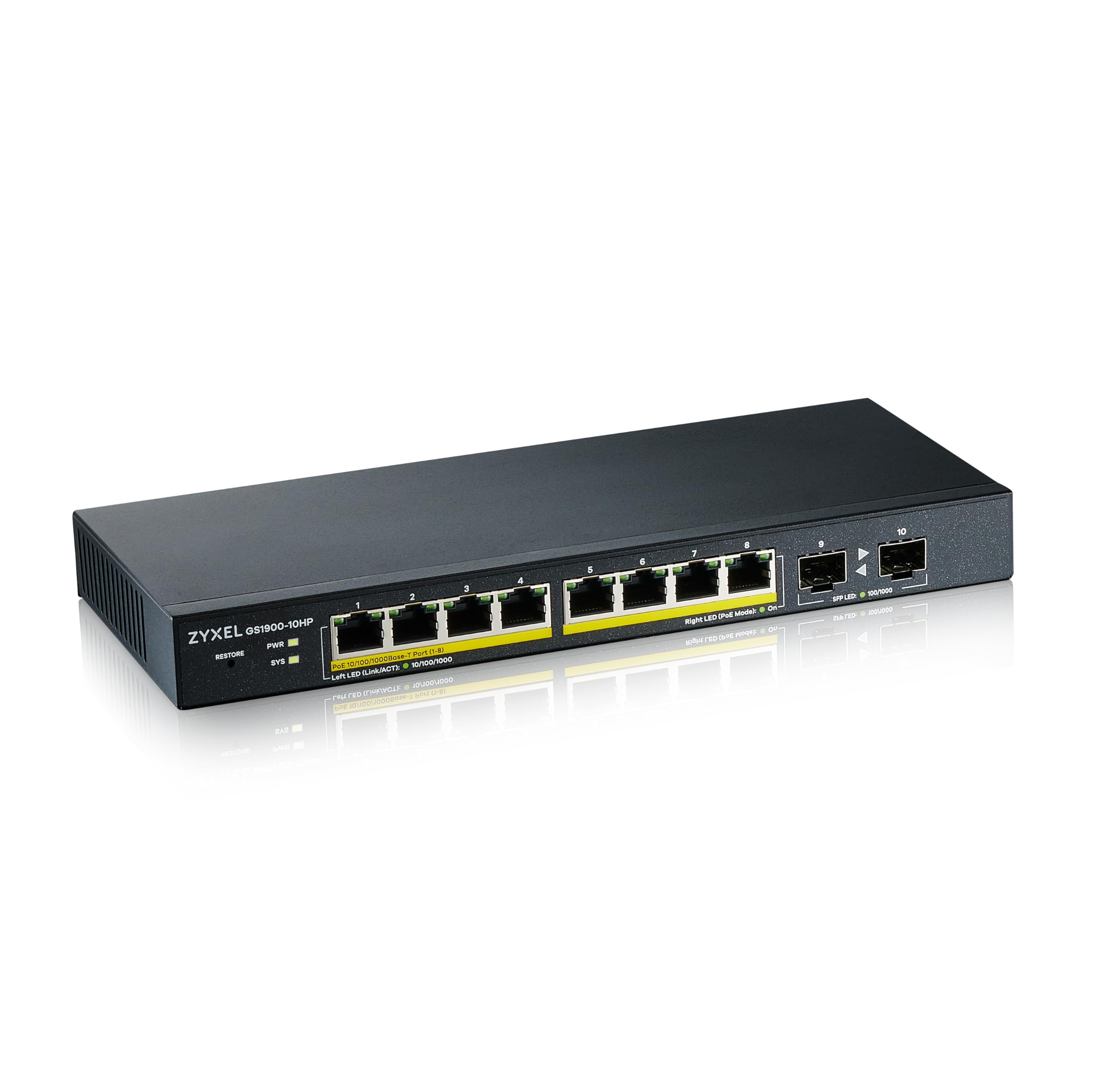 ZYXEL GS1900-10HP V2 Switch 8GB-port Mgm