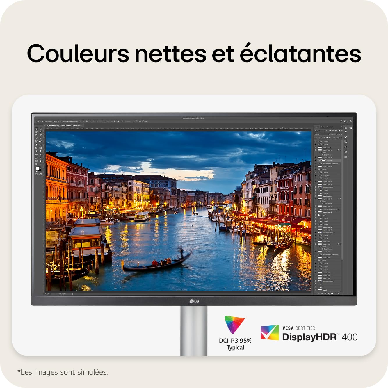 LG 27UP850K-W.AEU Écran LED - 27p - 3840 x 2160 4K UHD - IPS - 400 cd/m² - 1200:1 - DisplayHDR 400- 5ms - 2xHDMI, DP hauts parleurs