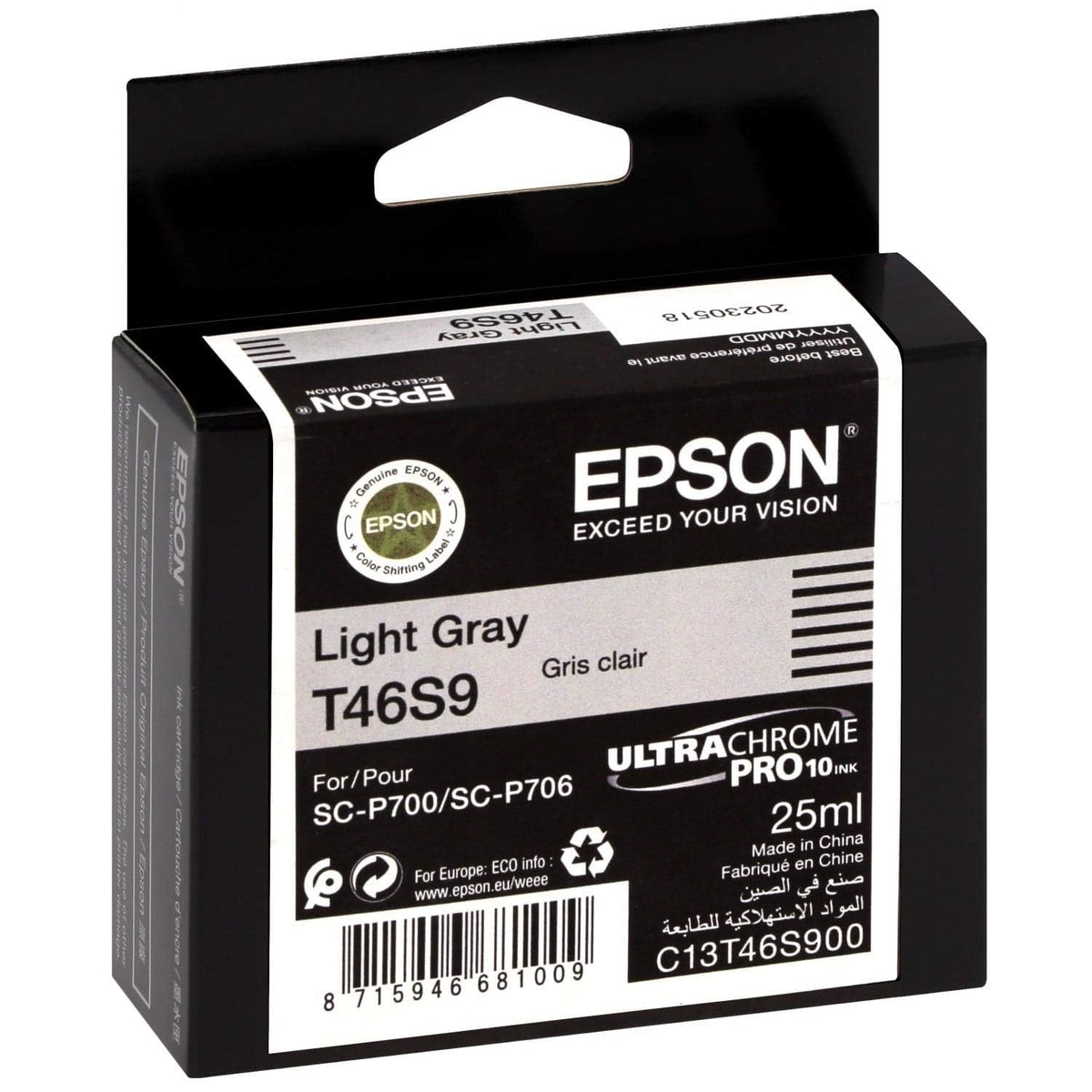 EPSON 1LB Singlepack Light Gray T46S9 UltraChrome Pro 10 ink 26ml
