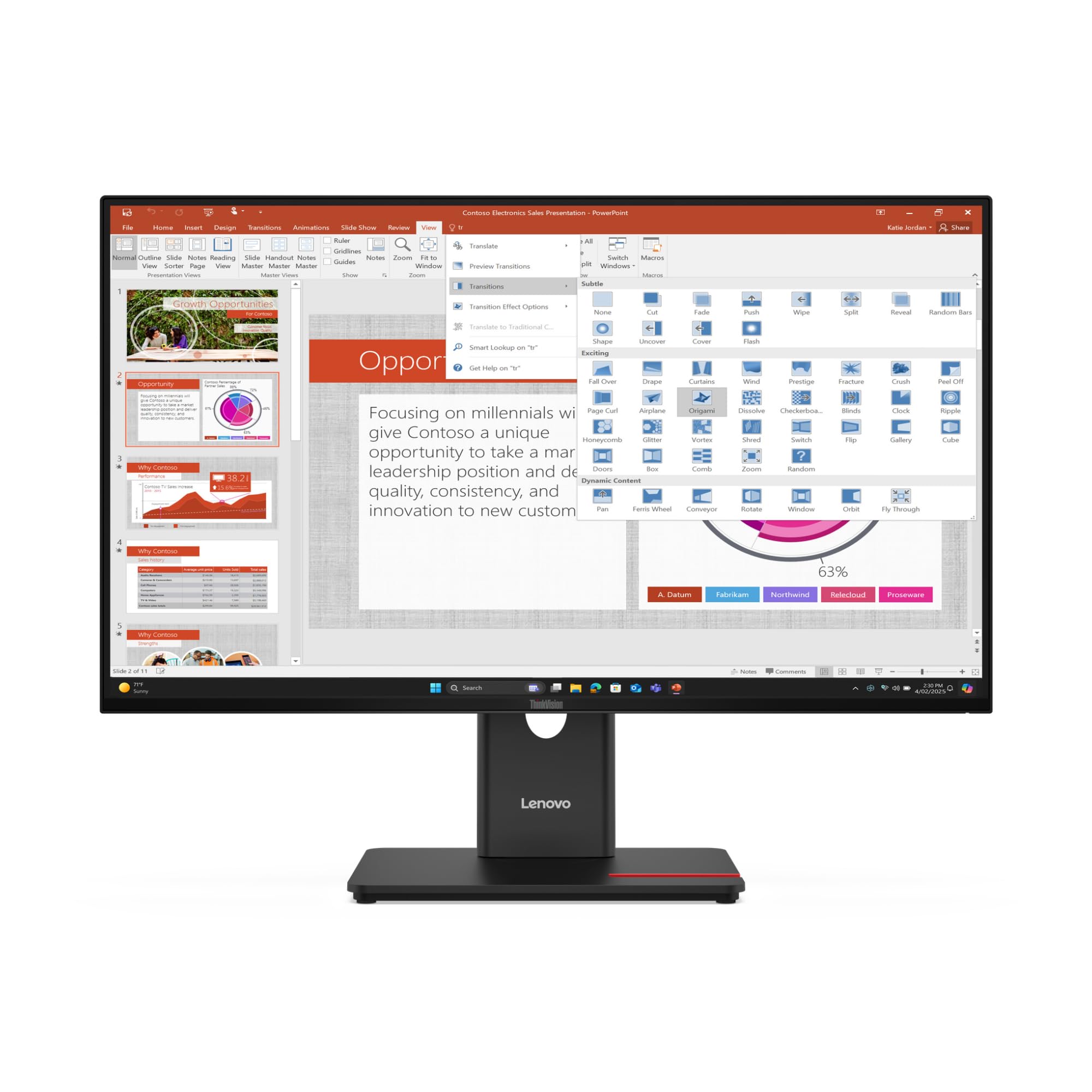 LENOVO ThinkVision T27-40 LED Écran 27p 1920x1080 Full HD (1080p) 120Hz IPS 300cd/m2 1500:1 4ms HDMI VGA DisplayPort 3y