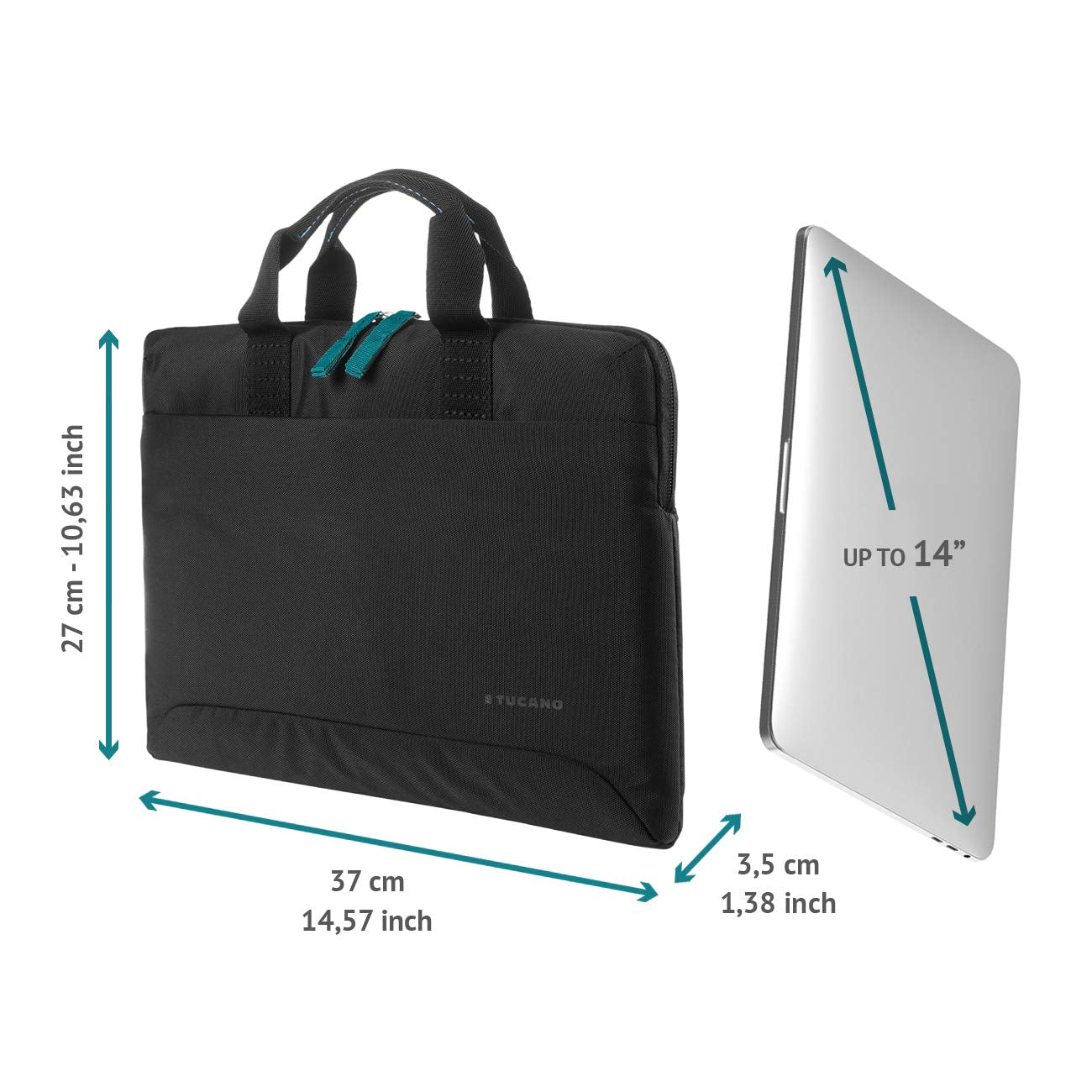 Tucano, smilz, sac fin 13- 14" noir-bleu